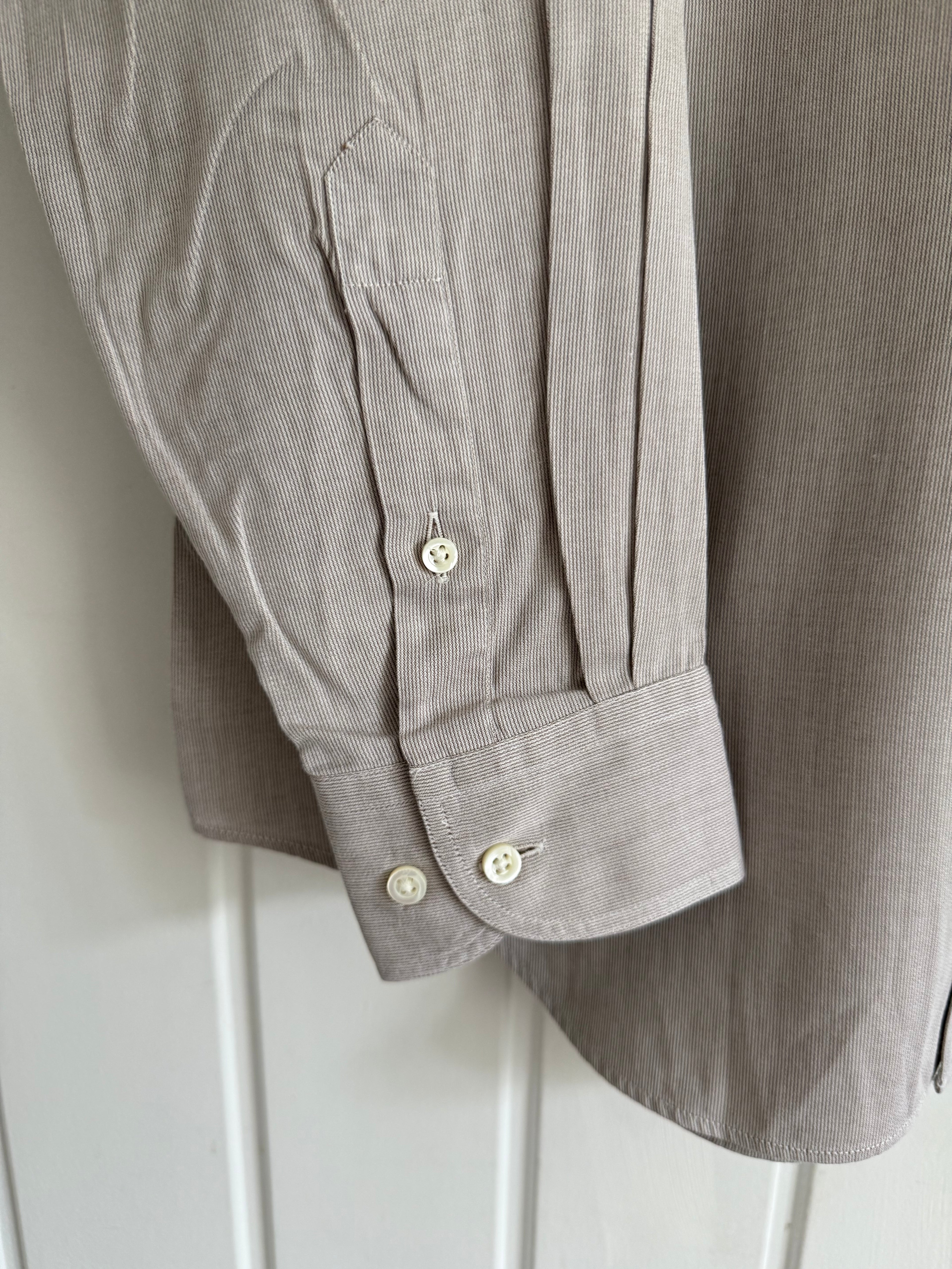 Armani 1990s Taupe Beige Cotton Shirt - Size M