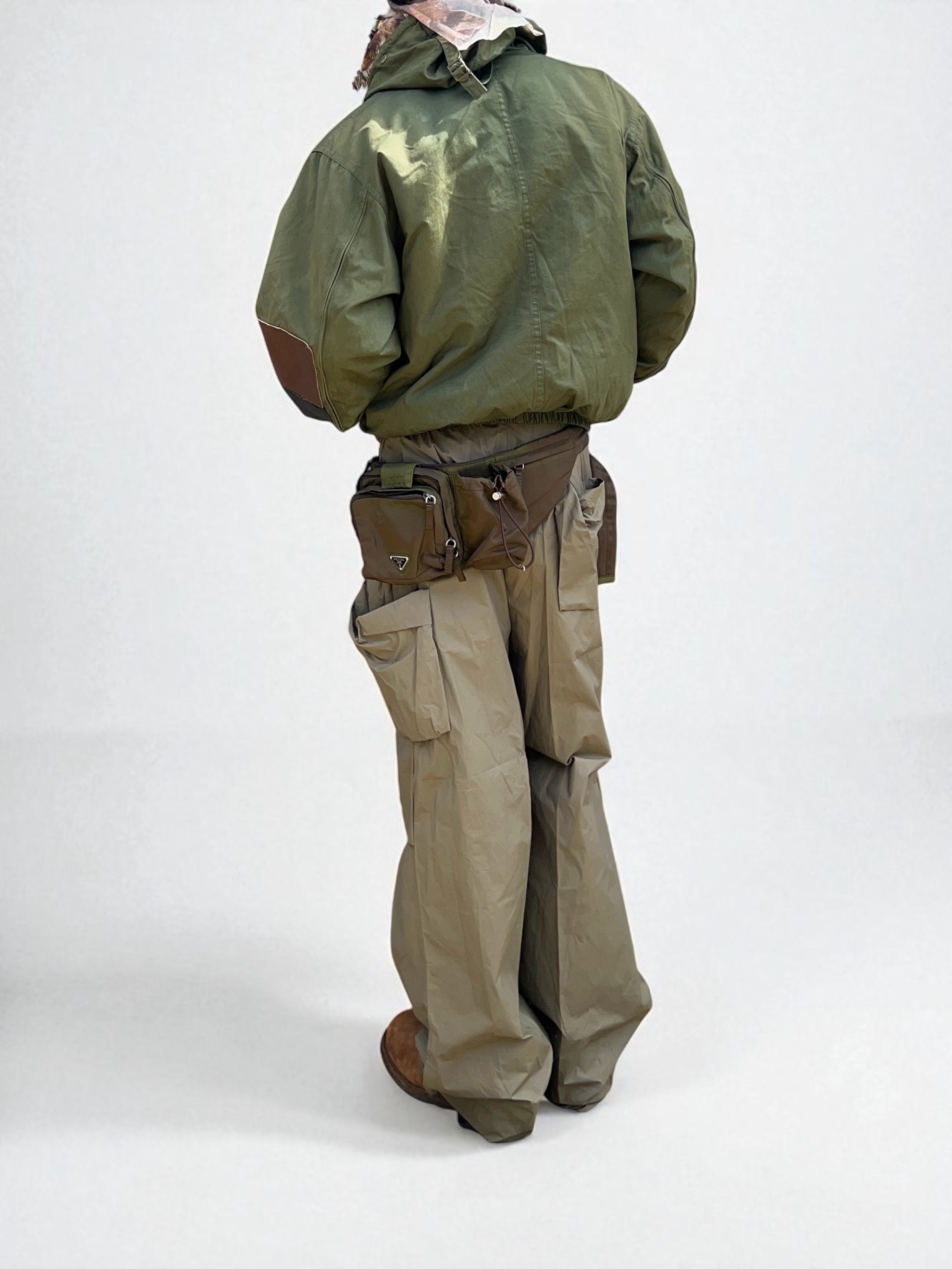 Prada Vela Nylon Metal Plaque Multi-Pocket Waist Crossbody Bag