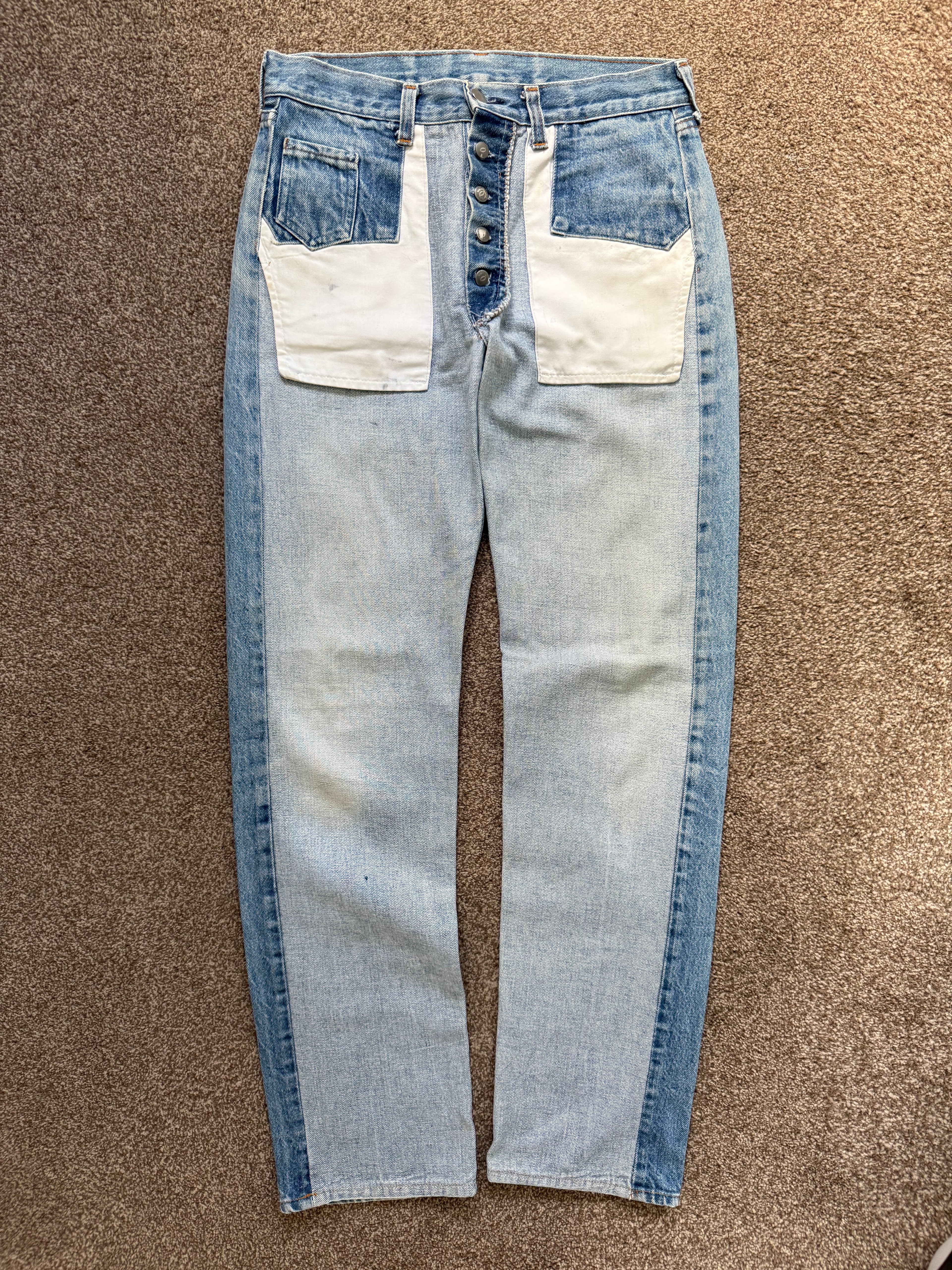 Maison Martin Margiela Artisanal Line (0) AW2004 Re-Worked Inverted Denim Jeans - Size 30" Waist