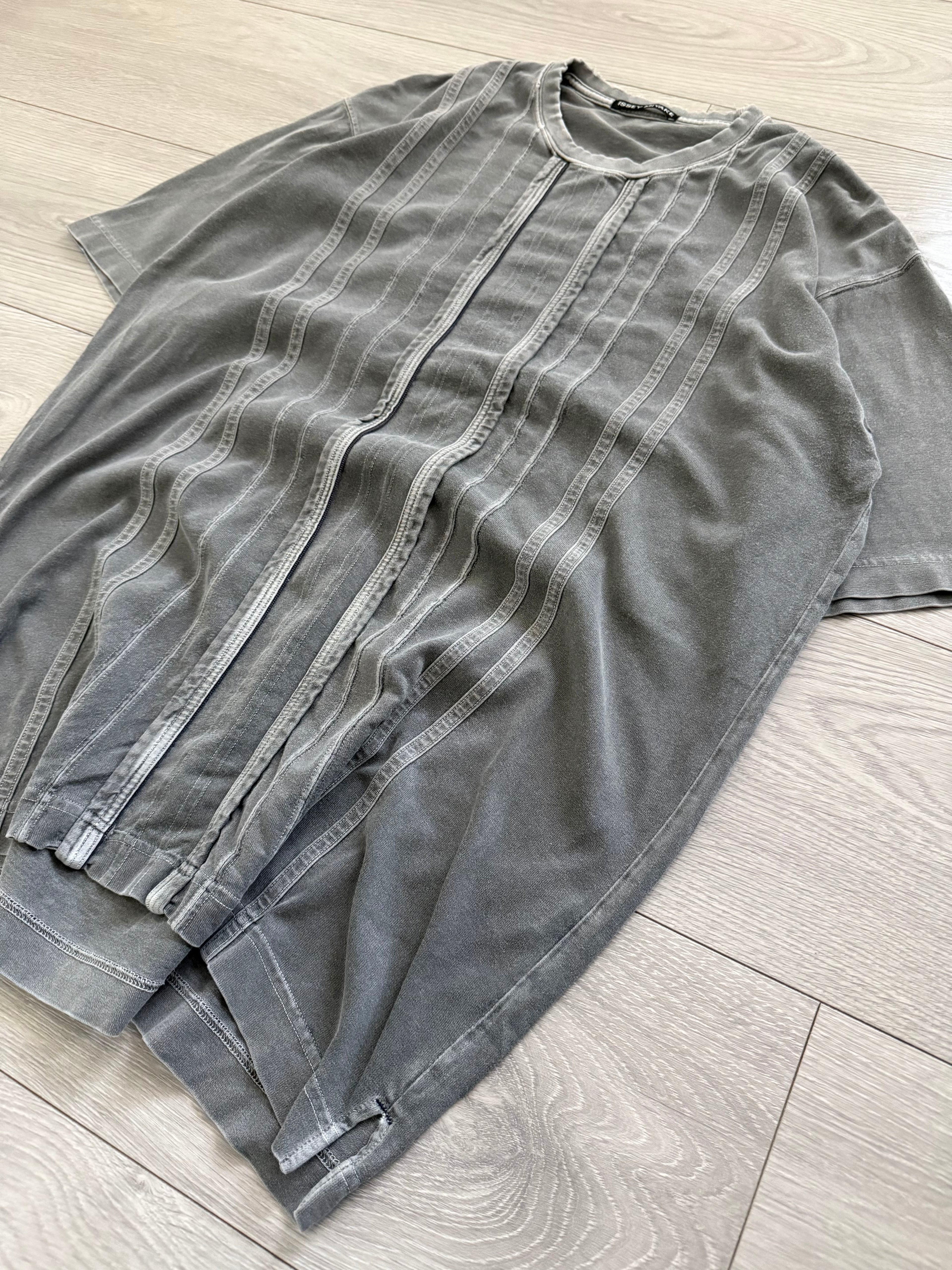 Issey Miyake Early 00s Washed Grey Distressed T-Shirt - Size L