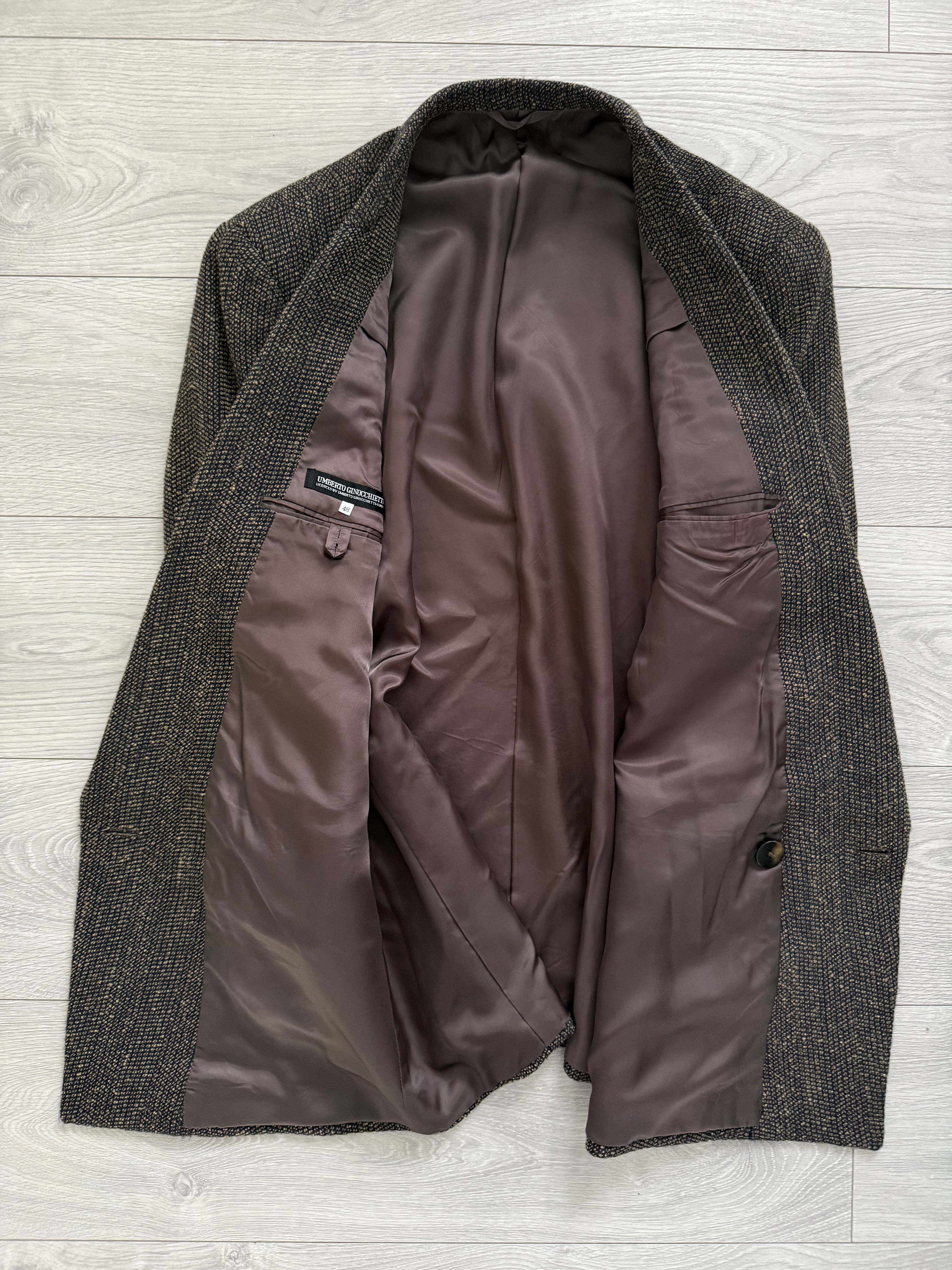 Umberto Ginocchietti 1980s Double Breasted Pleated Wool Textured Suit Brown - Size M Jacket / 30" Waist