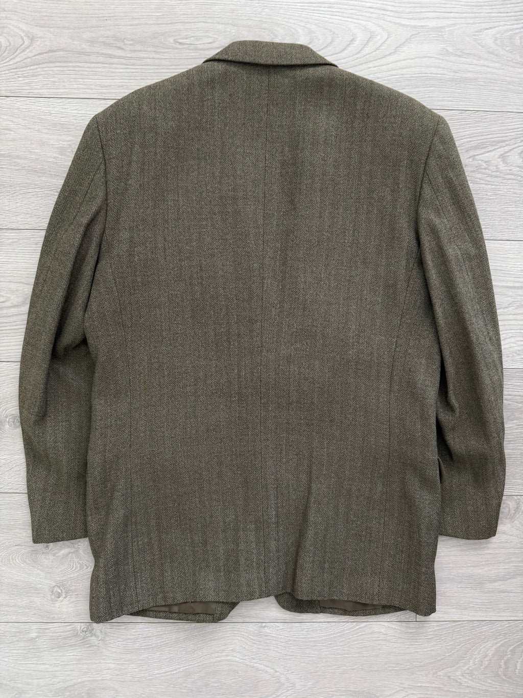 Calvin Klein 1990s 2B Herringbone Wool Double Pleat Suit Khaki Green - Size M Jacket / 32" Waist