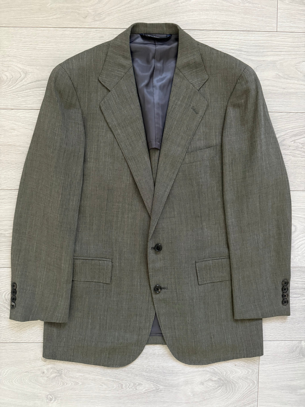 Ralph Lauren 1990s 2B Pleated Lightweight Wool Suit Green - Size M Jacket / 28" Waist