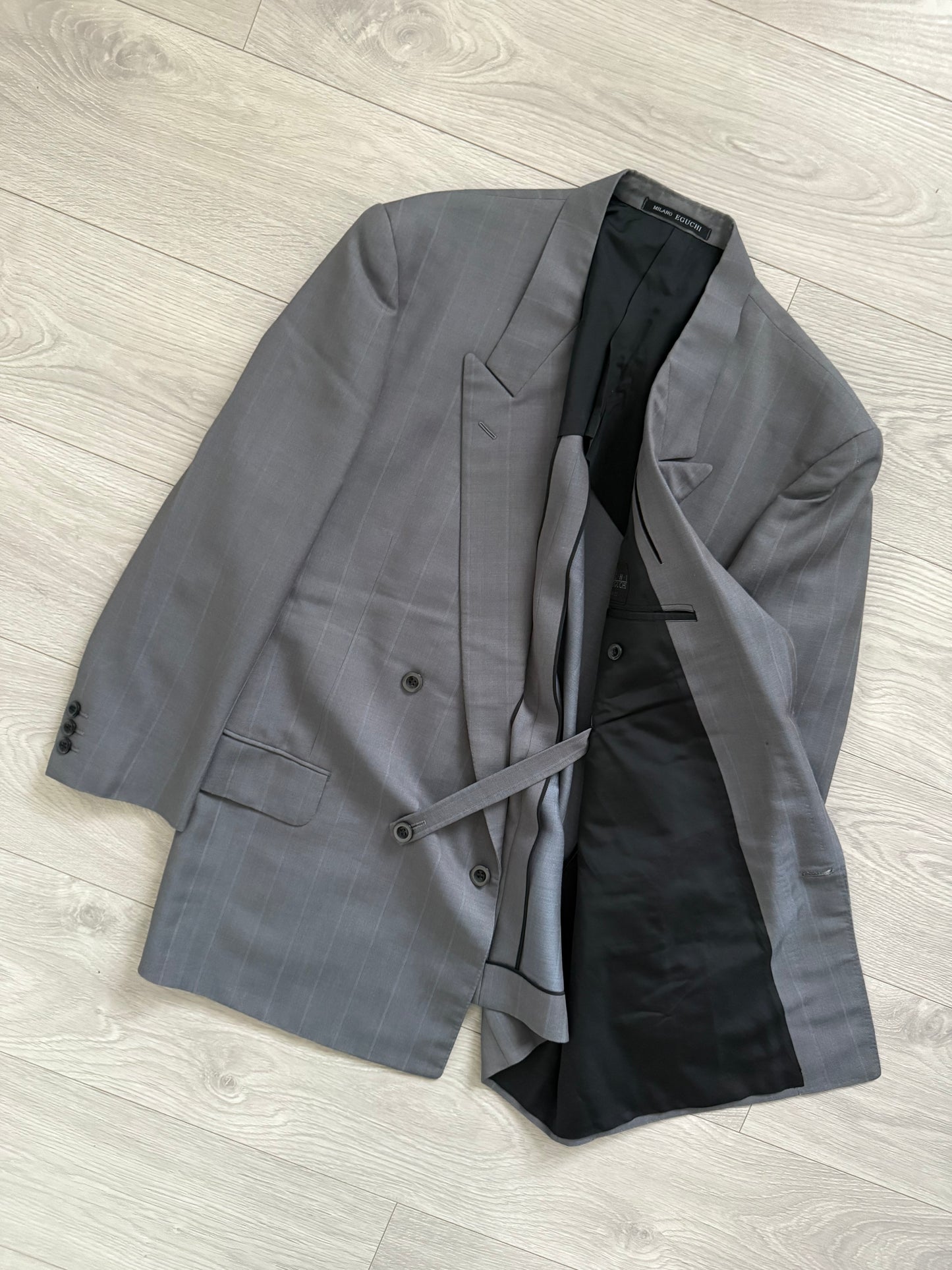 Yves Saint Laurent 1990s Double-Breasted Pleated Wool Suit - Size L Jacket / 34" Waist