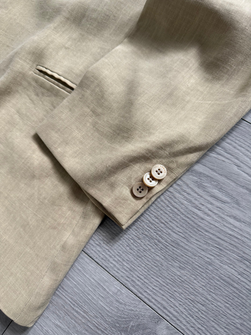 Armani 1990s 3B Linen Beige Sport Jacket Blazer - Size L