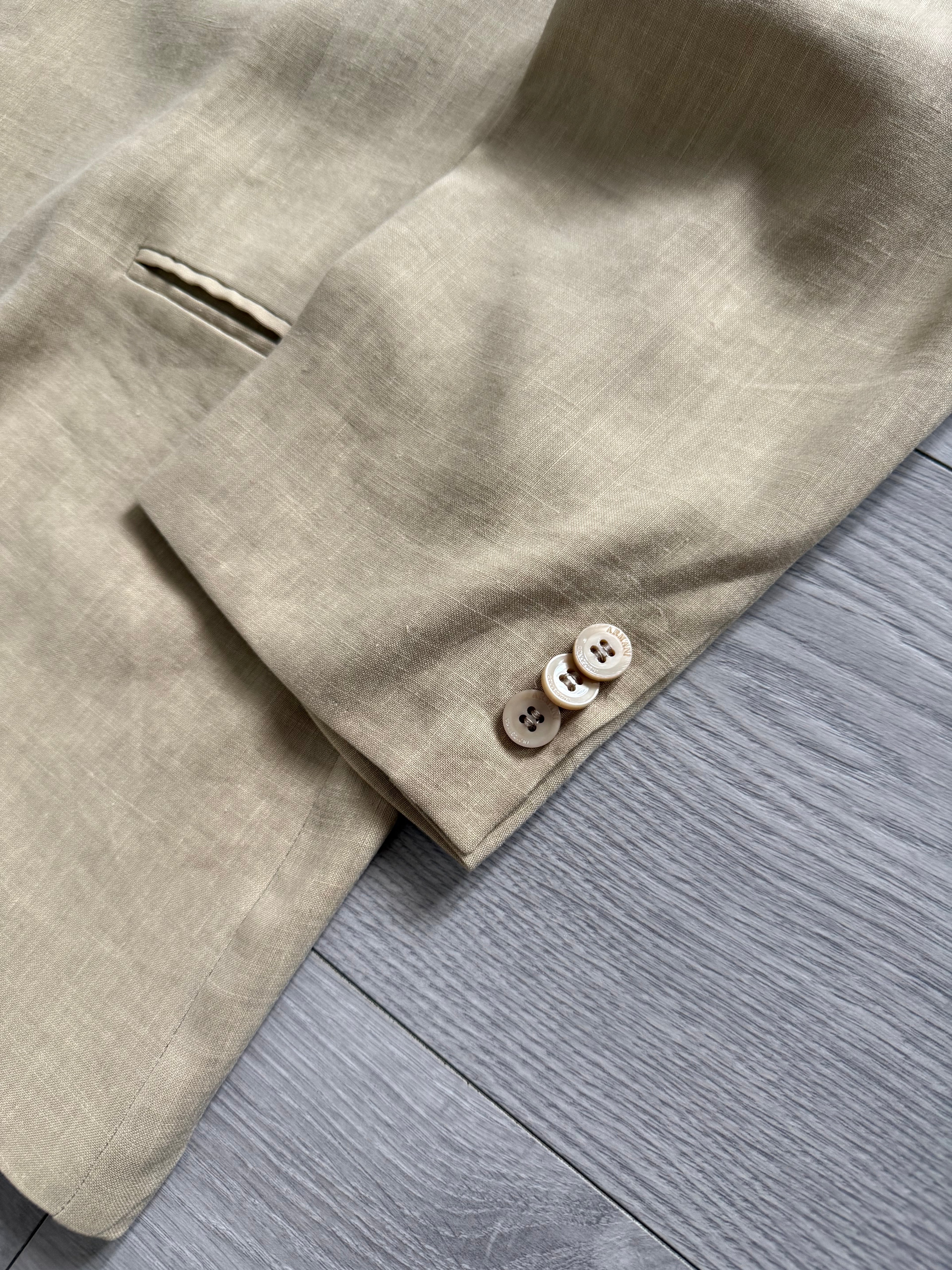 Armani 1990s 3B Linen Beige Sport Jacket Blazer - Size L