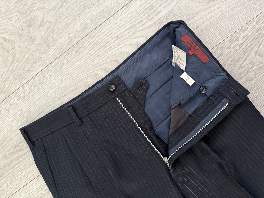 Comme Des Garcons Homme Deux 1998 Double-Pleat High Waisted Wool Silk Pinstriped Pants - Size 34" Waist