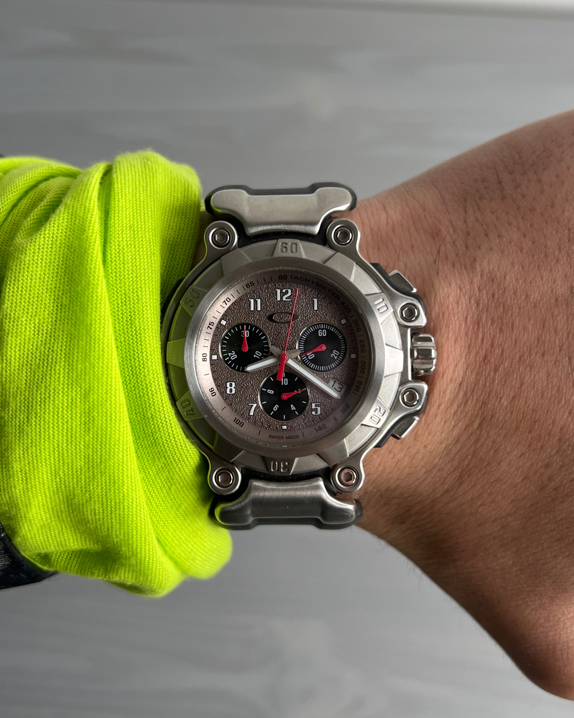 Oakley Crankcase Large 3-Hand Stainless Steel Carbon Watch