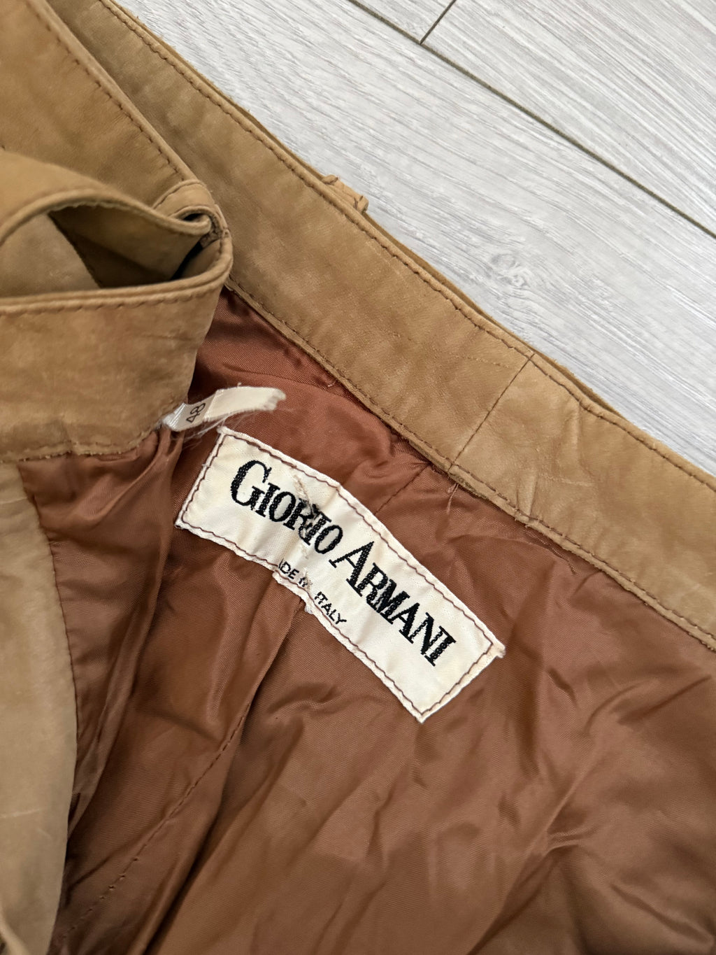 Giorgio Armani 1970s Suede Leather Belted Pants - Size 30" Waist
