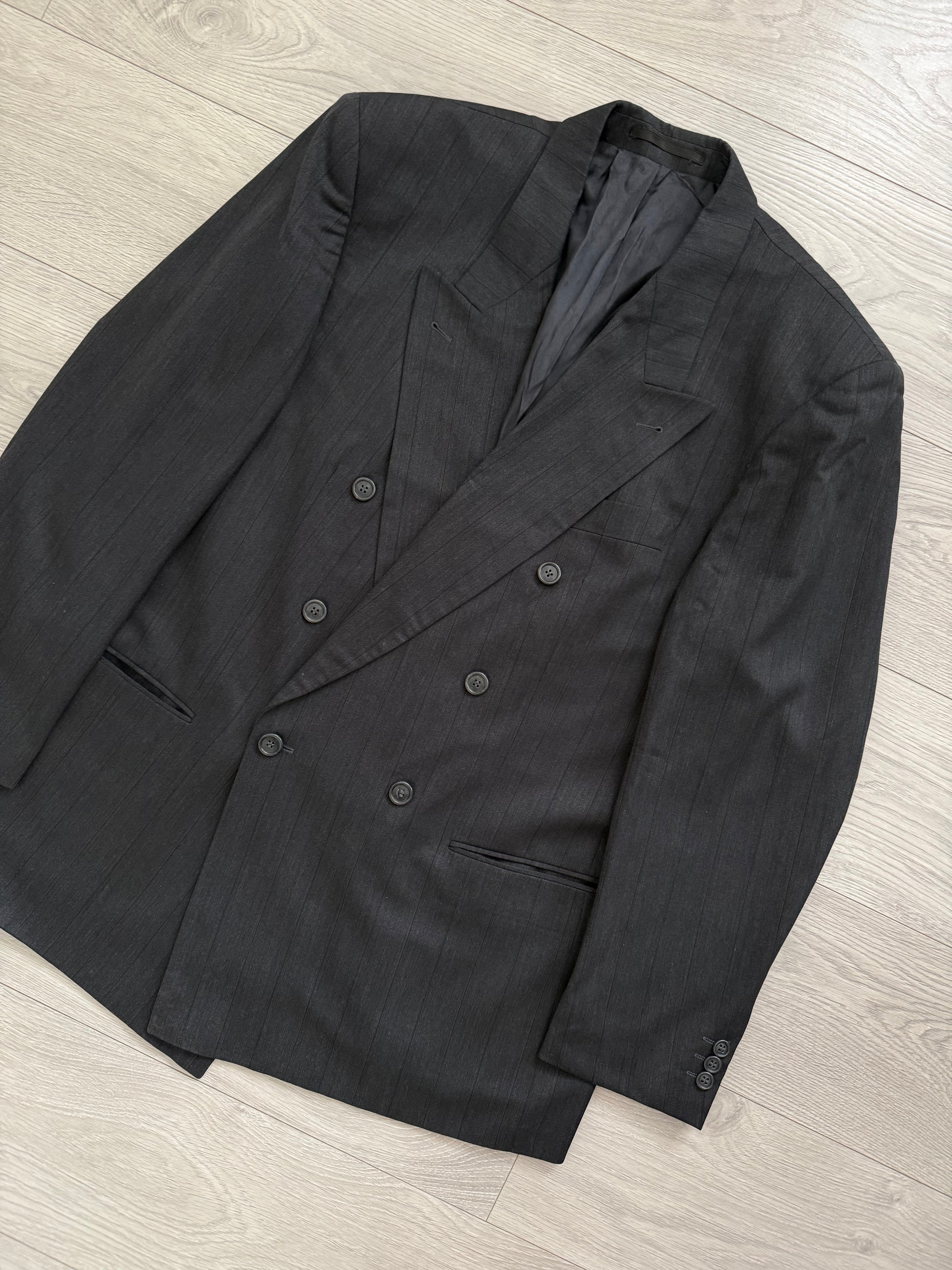 Hugo Boss 1980s 'Al Capone' Double Breasted Pleated Wool Cashmere Suit - Size XXL Jacket / 36" Waist