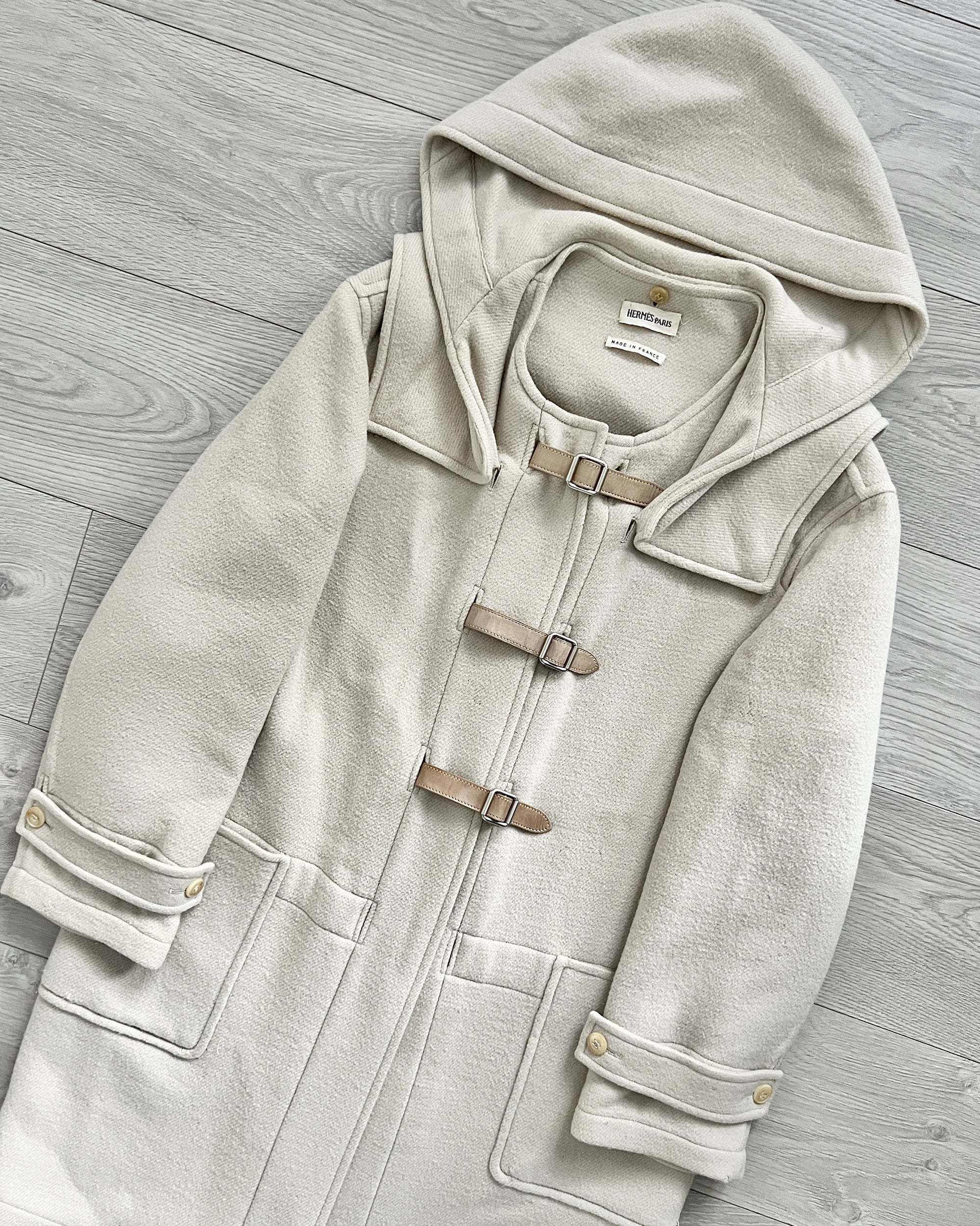 Hermes by Martin Margiela FW2000 Leather Buckle Runway Duffle Coat - Size M Womens