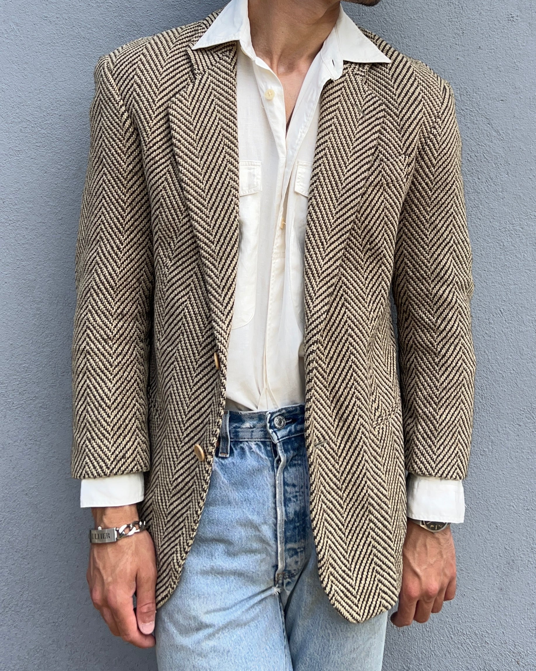Emporio Armani 1990s Wool Herringbone Sports Jacket - Size S