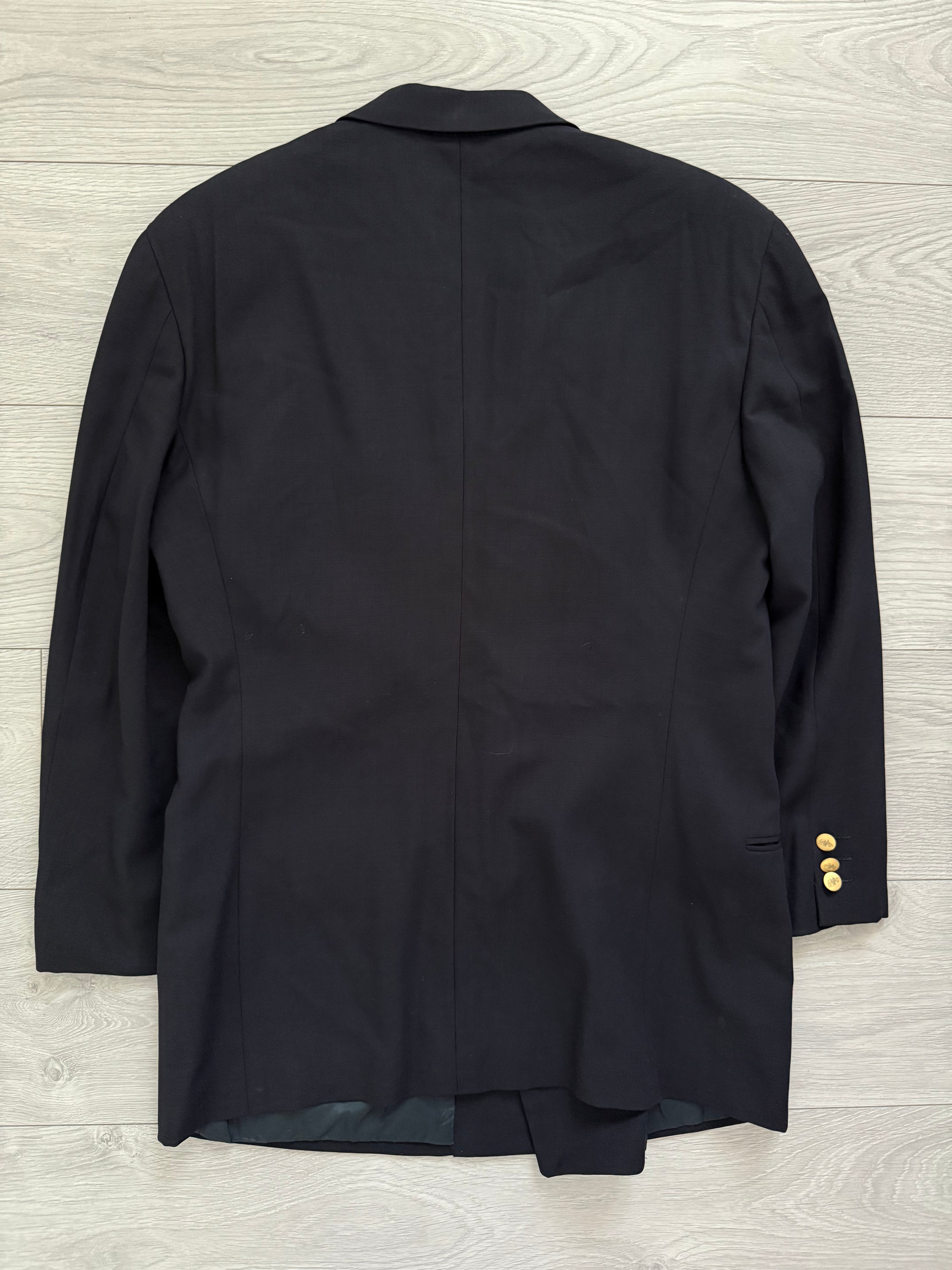 ジャケット・アウター 80s GIORGIO ARMANI wool/linen jacket BLK Giorgio Armani 1980s Peaked Lapel Double Breasted Metal Button