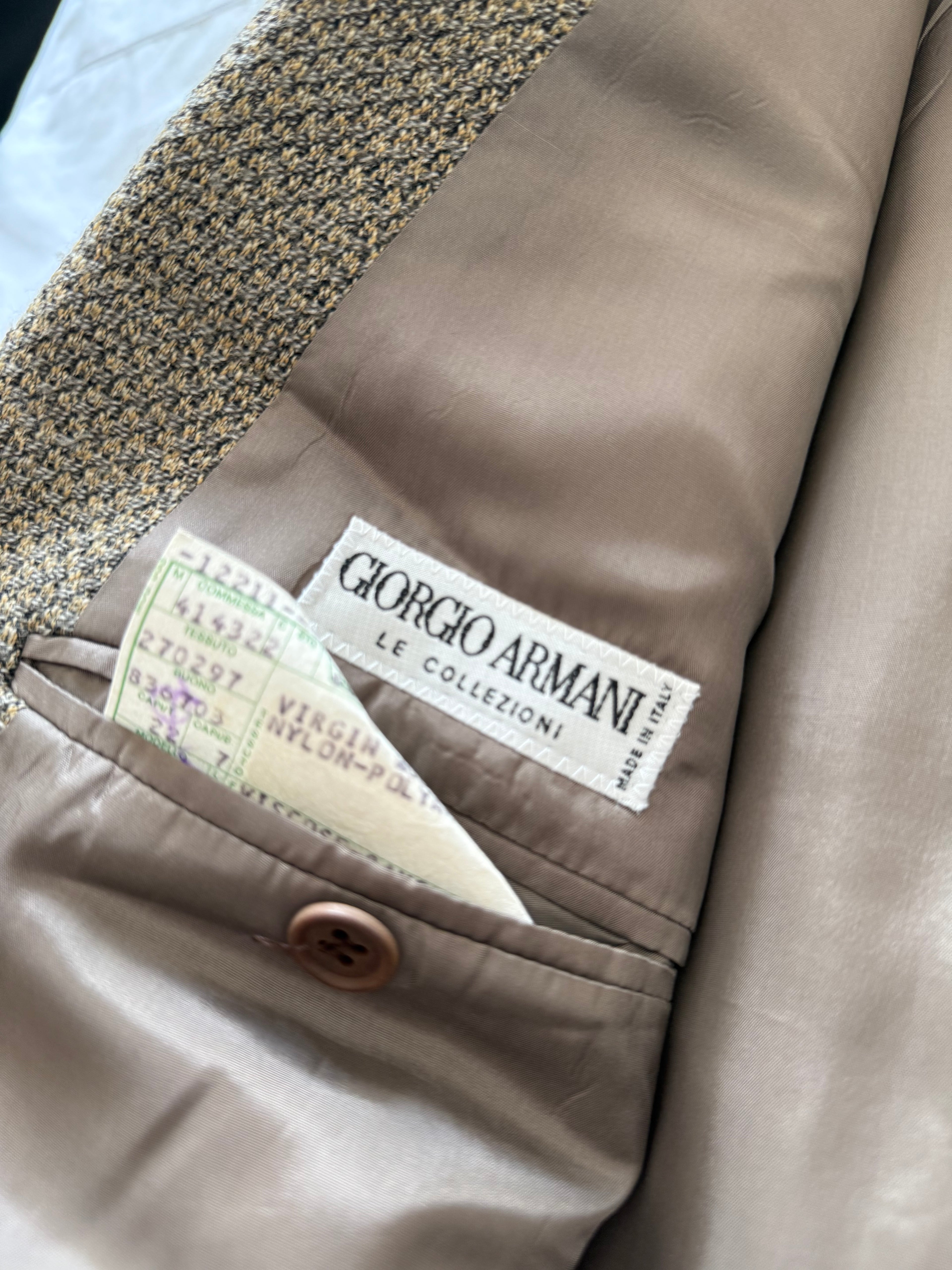 Giorgio Armani 1980s Peaked Lapel Double Breasted Textured Wool Sport Jacket Blazer - Size XXL
