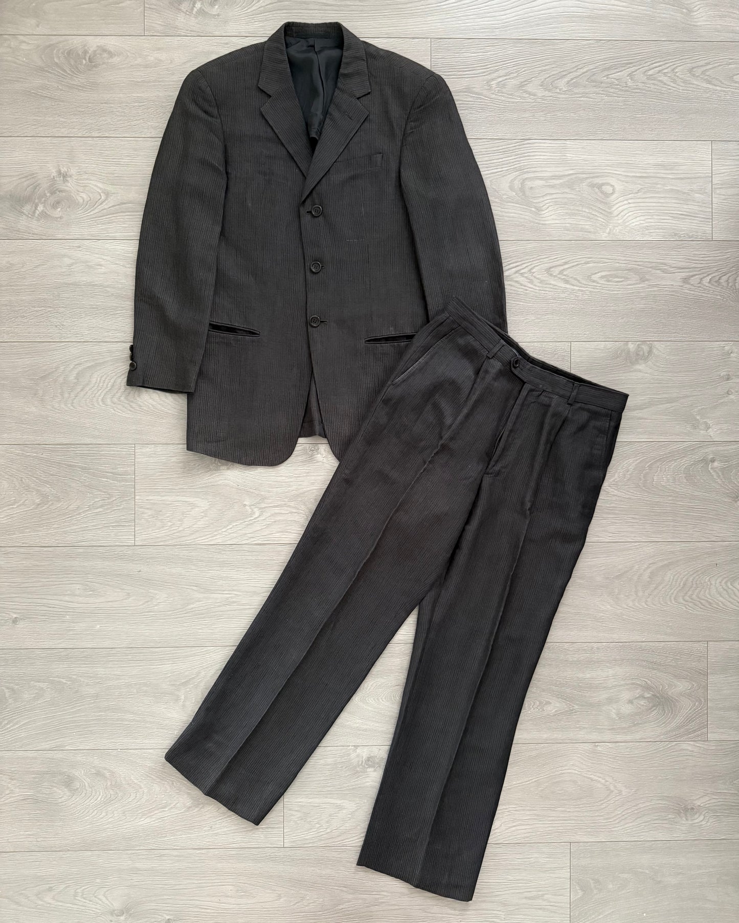 Armani 1990s Pleated Linen Blend Suit - Size S Jacket / 30" Waist