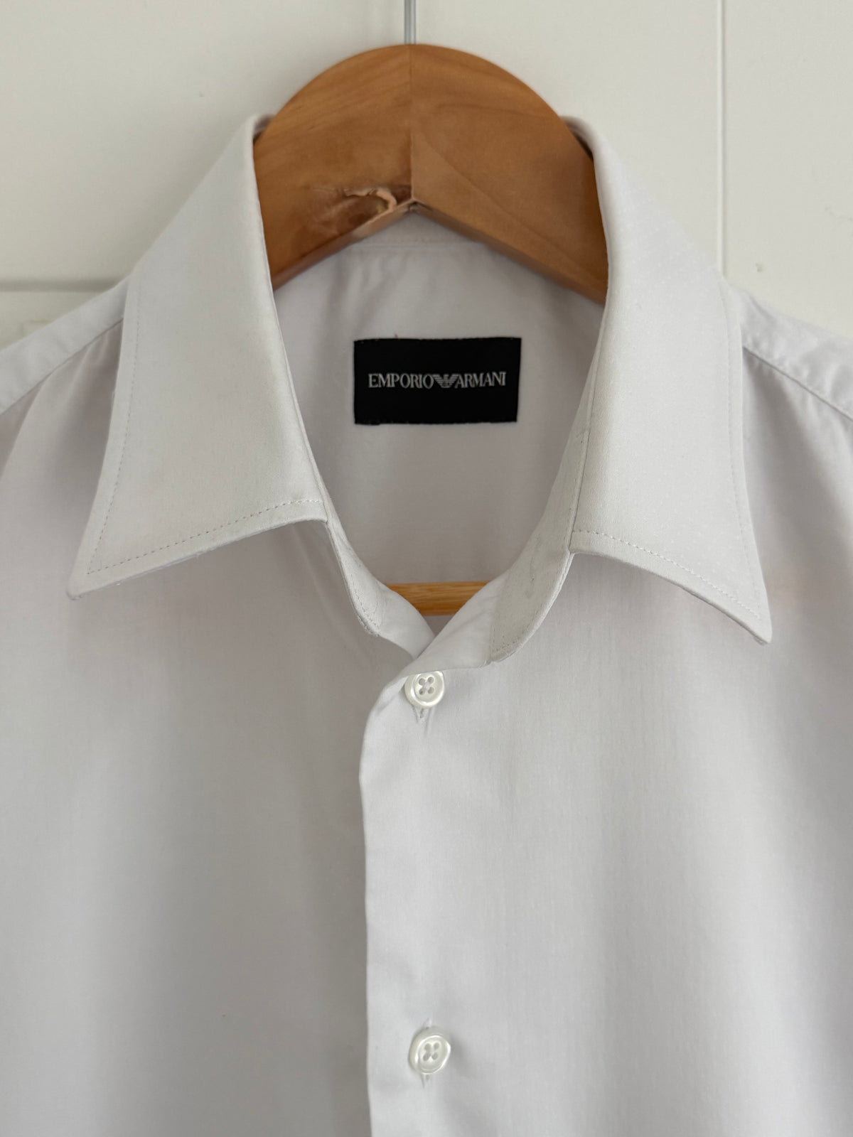 Emporio Armani White Cotton Shirt - Size Medium