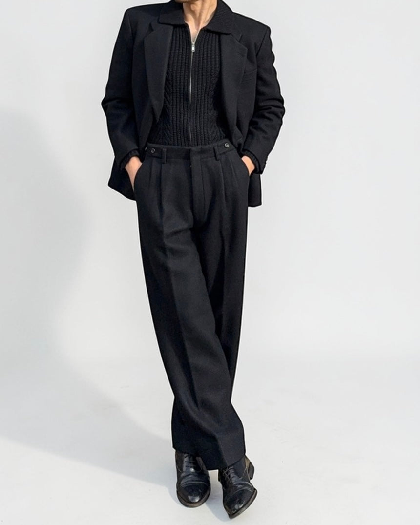 Comme Des Garcons Homme 1980s Triple Pleat Melton Wool Suit - M Jacket / 32" Waist