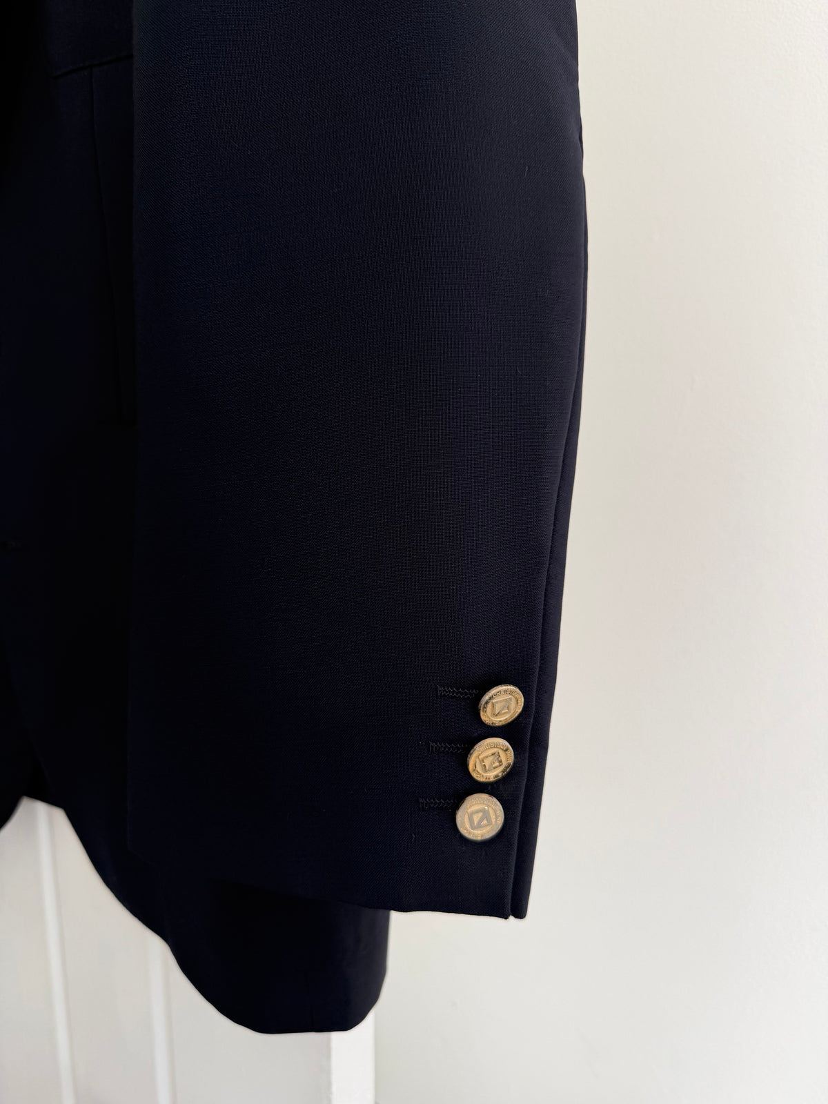Dior 1980s 2B Metal Button Navy Wool Unlined Sport Jacket Blazer  - Size L