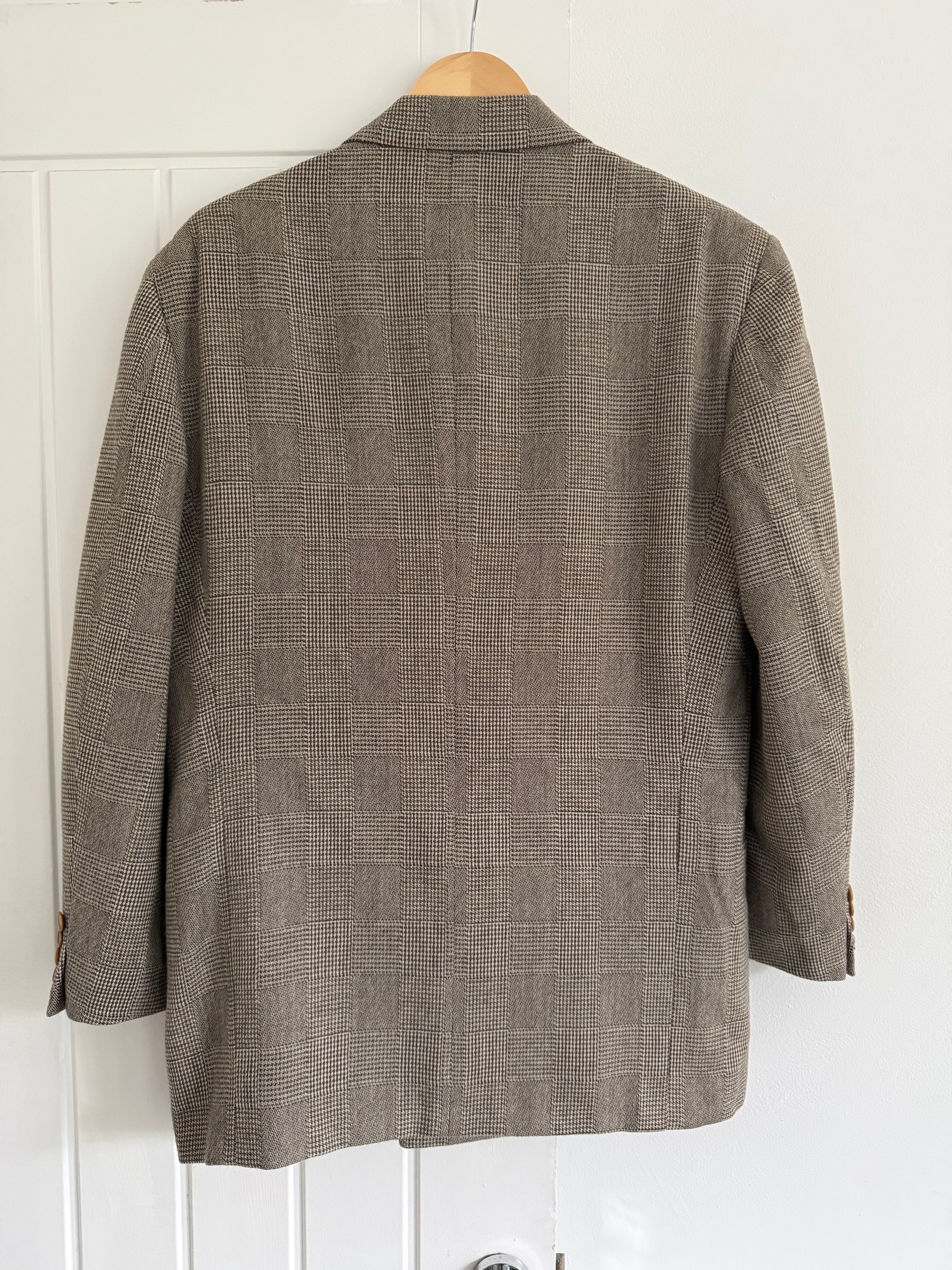 Valentino 1980s Peaked Lapel Double Breasted Textured Wool Sports Blazer Jacket - Size M