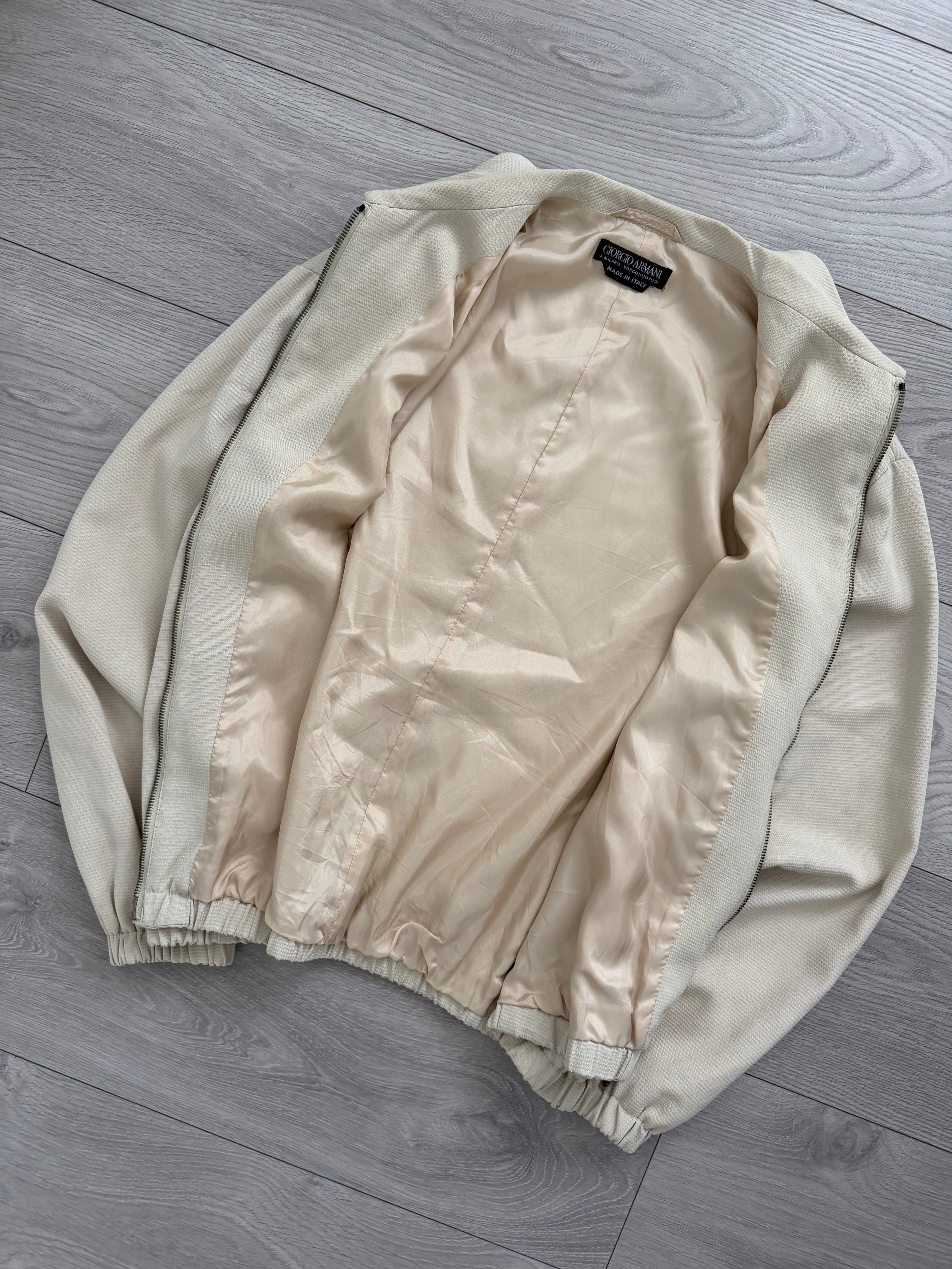 Giorgio Armani 1990s Black Label Cream Harrington Jacket - Size M