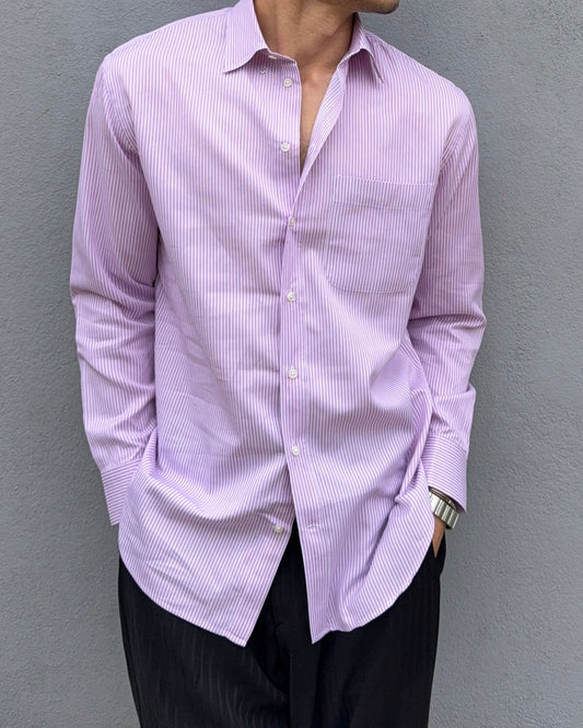 Armani 2004 Striped Snap Collar Shirt - Size M