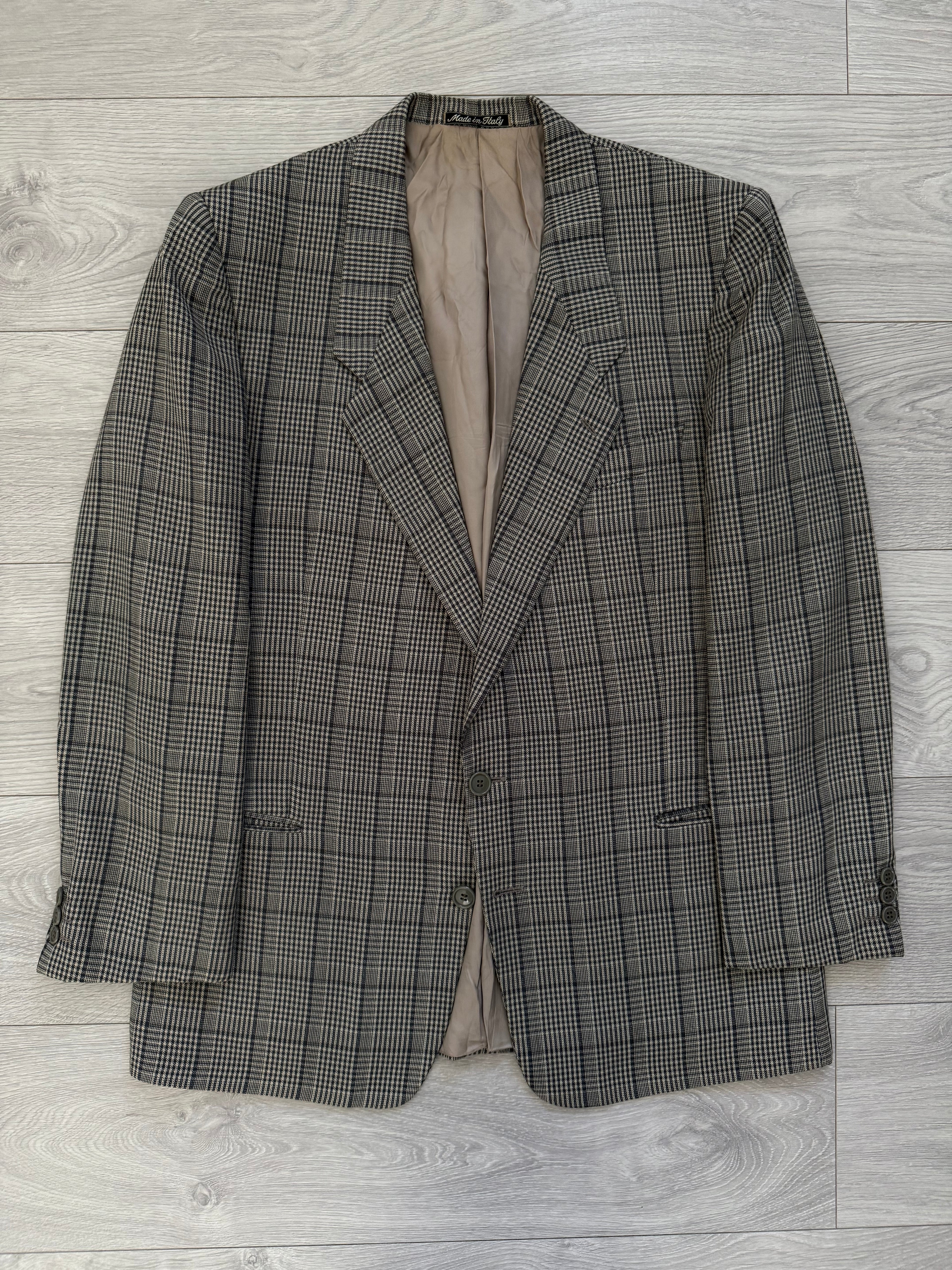 Giorgio Armani 1980s Mainline Wool Check Blazer Sports Jacket - Size L