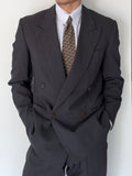 Gianfranco Ferre 1980s Peaked Lapel Double Breasted Pleated Wool Lightweight Suit Grey - Size S Jacket / 29" Waist
