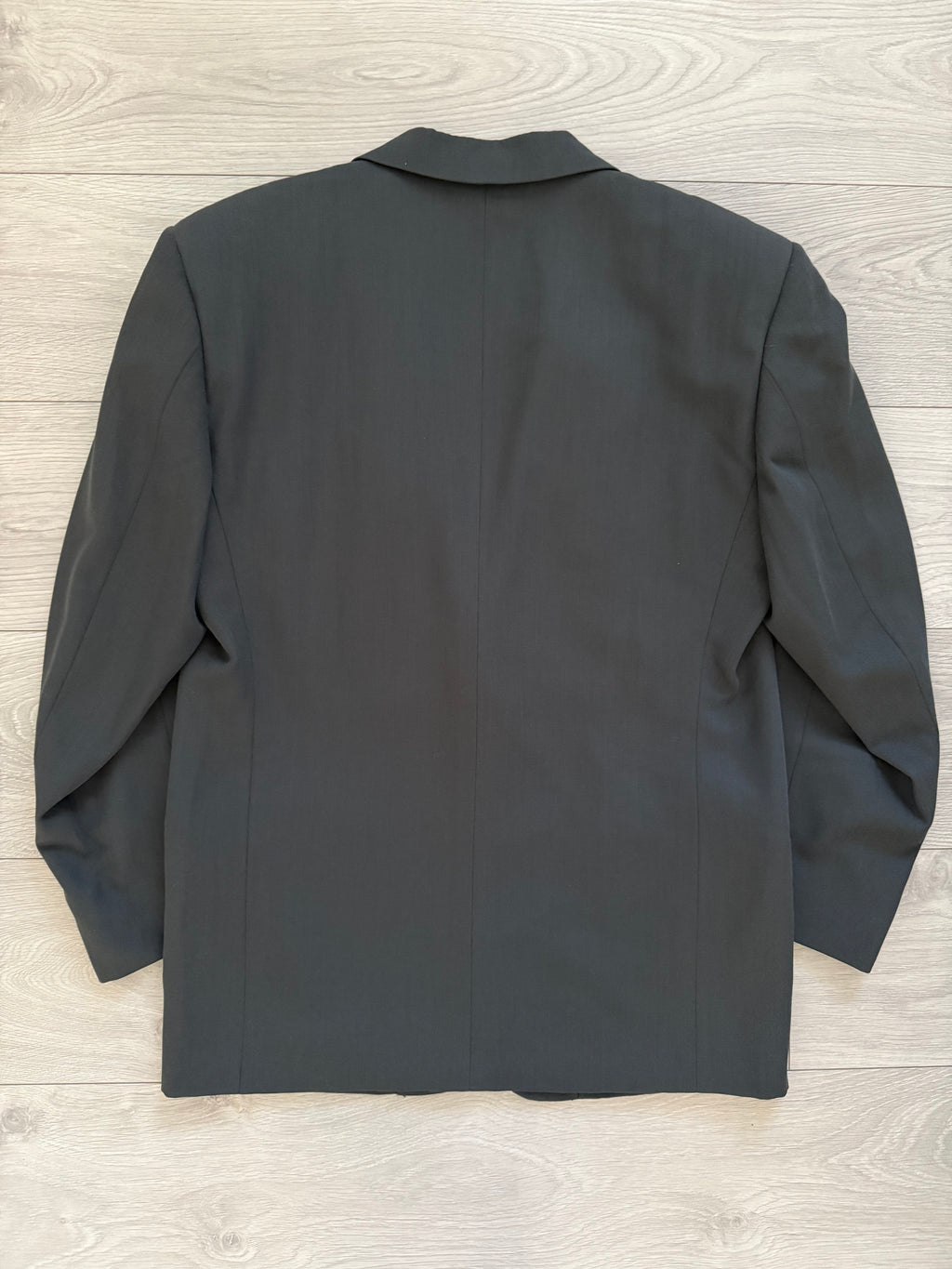 Hilton Armani Vesitmenta 1990s 2B Draped Wool Sports Jacket Blazer Charcoal Green - Size L