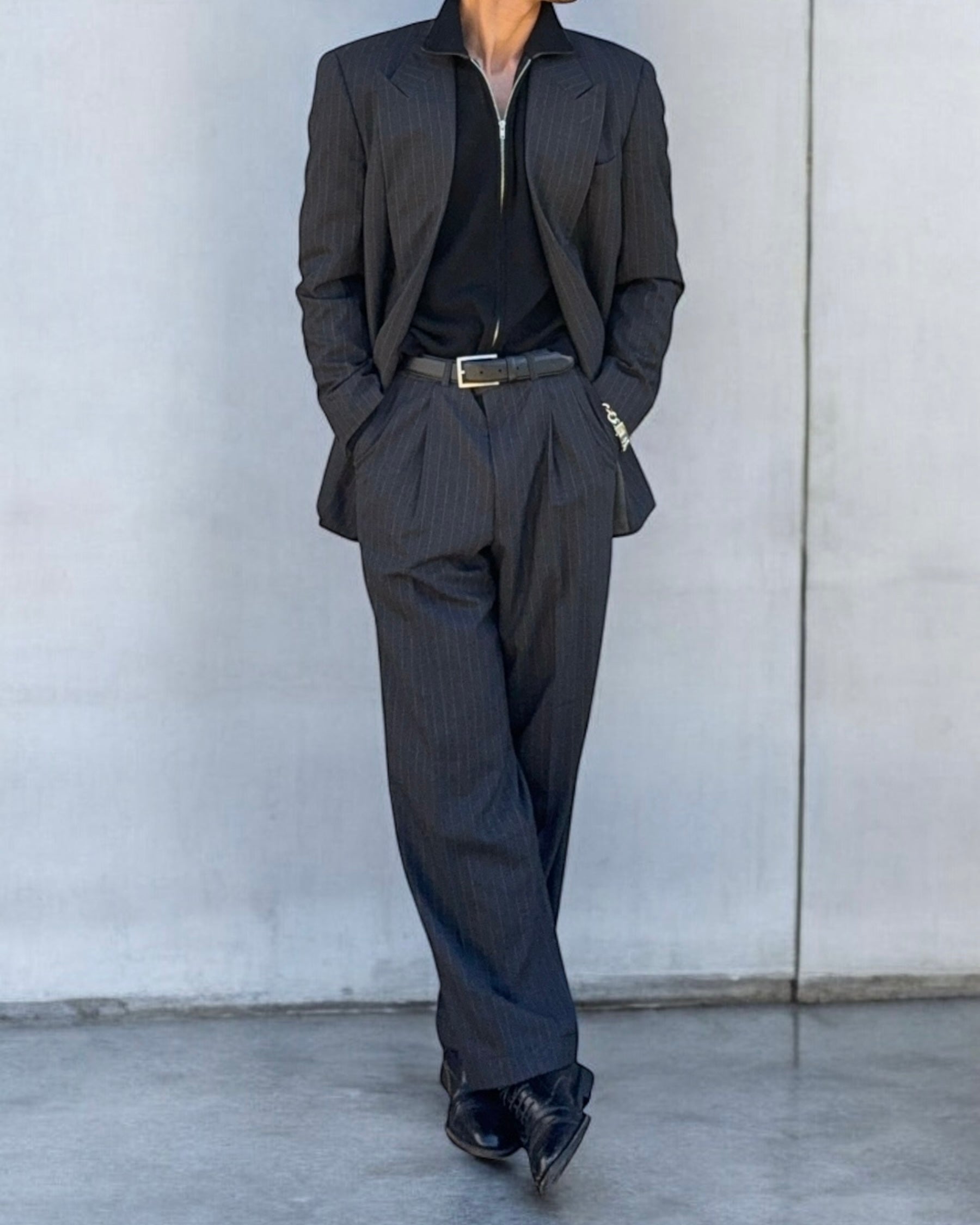 Giorgio Armani 1990s Double-Breasted Pleated Striped Suit - Size M Jacket / 30" Waist