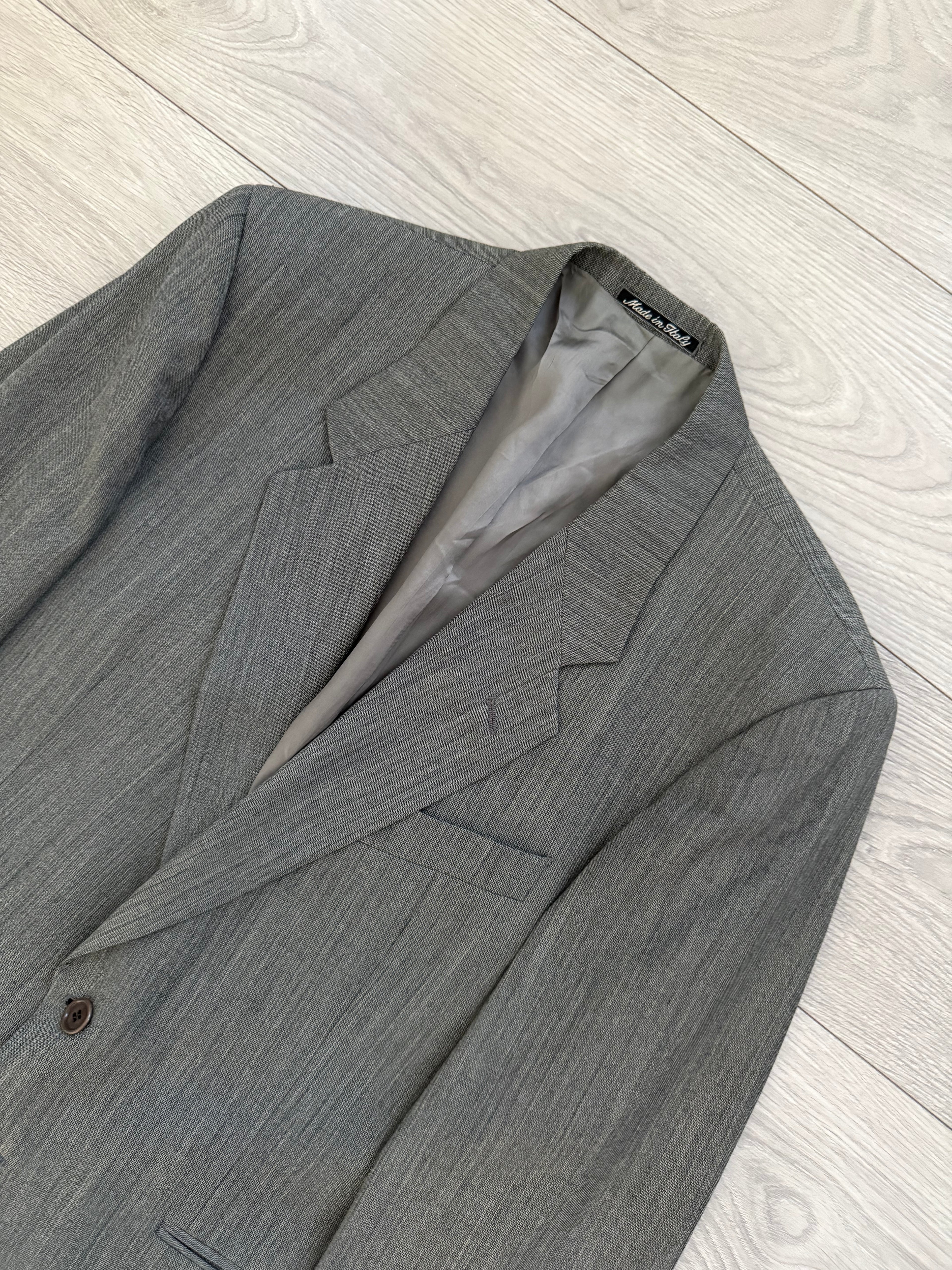 Valentino 1980s 2B Heathered Grey Wool Sports Blazer Jacket - Size L