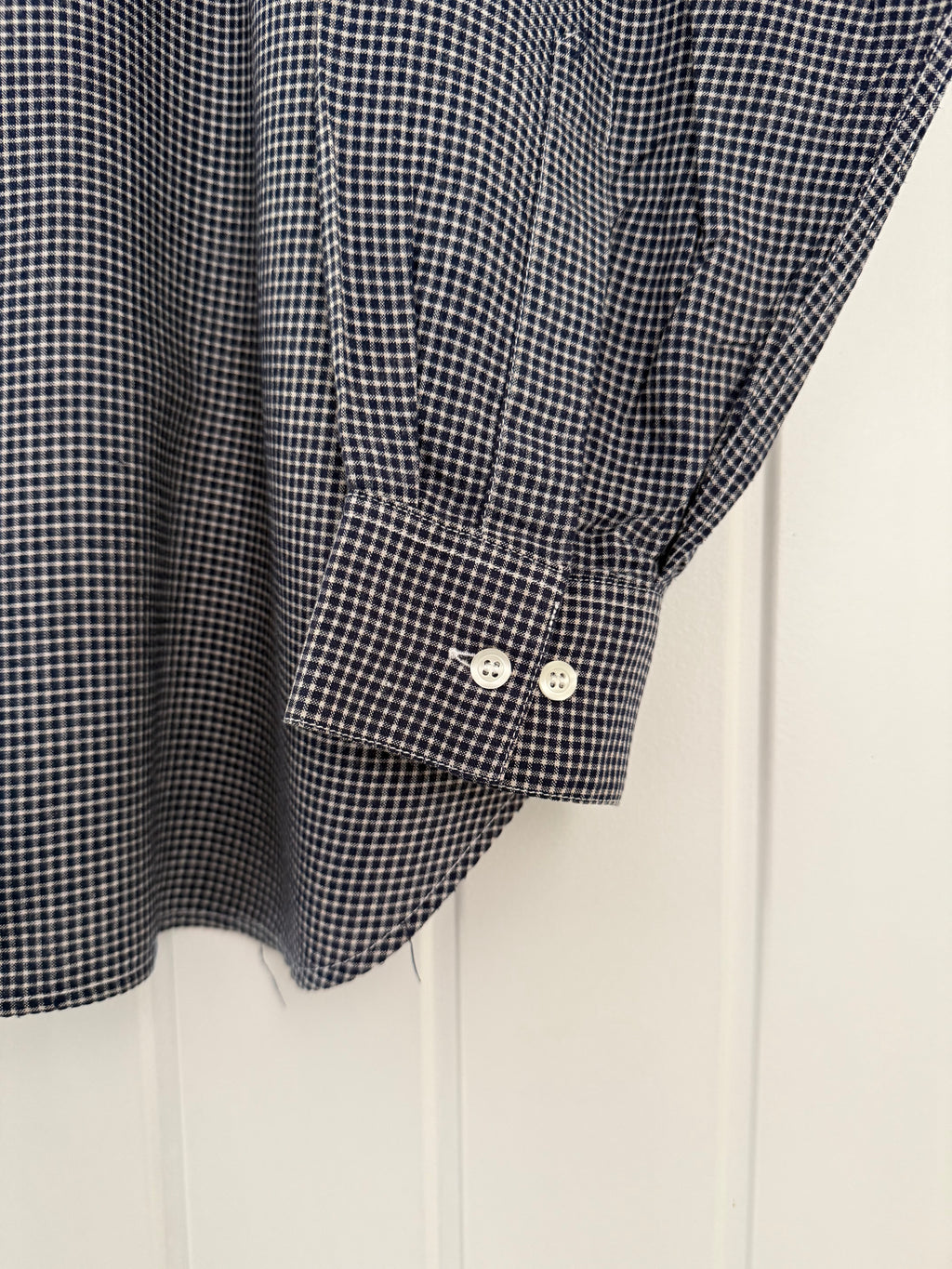 Emporio Armani 1980s Nehru Collar Relaxed Fit Check Shirt - Size L