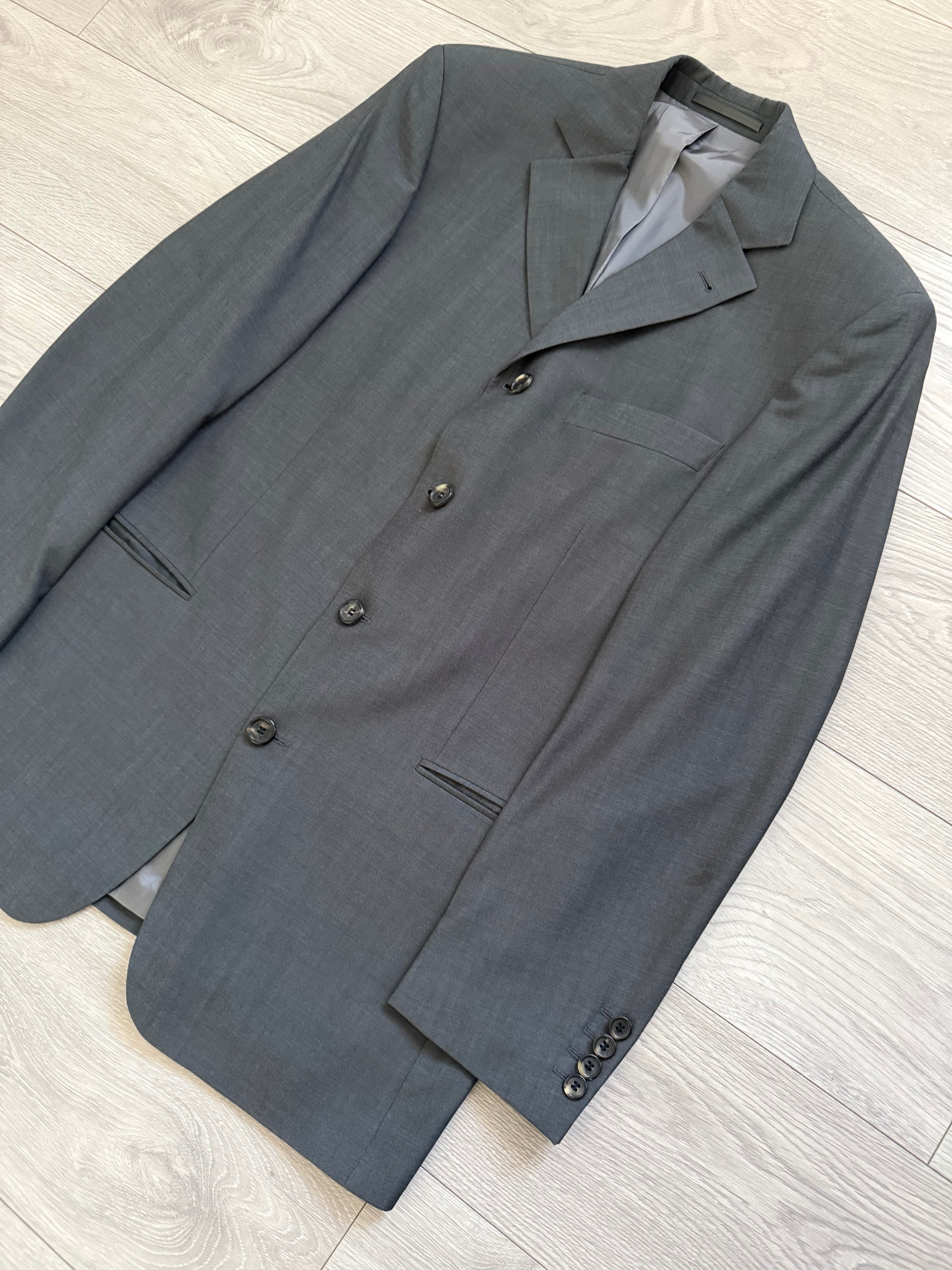 Hugo Boss 1990s 'Sigma' 4B Pleated Wool Grey Suit - Size M Jacket / 32" Waist