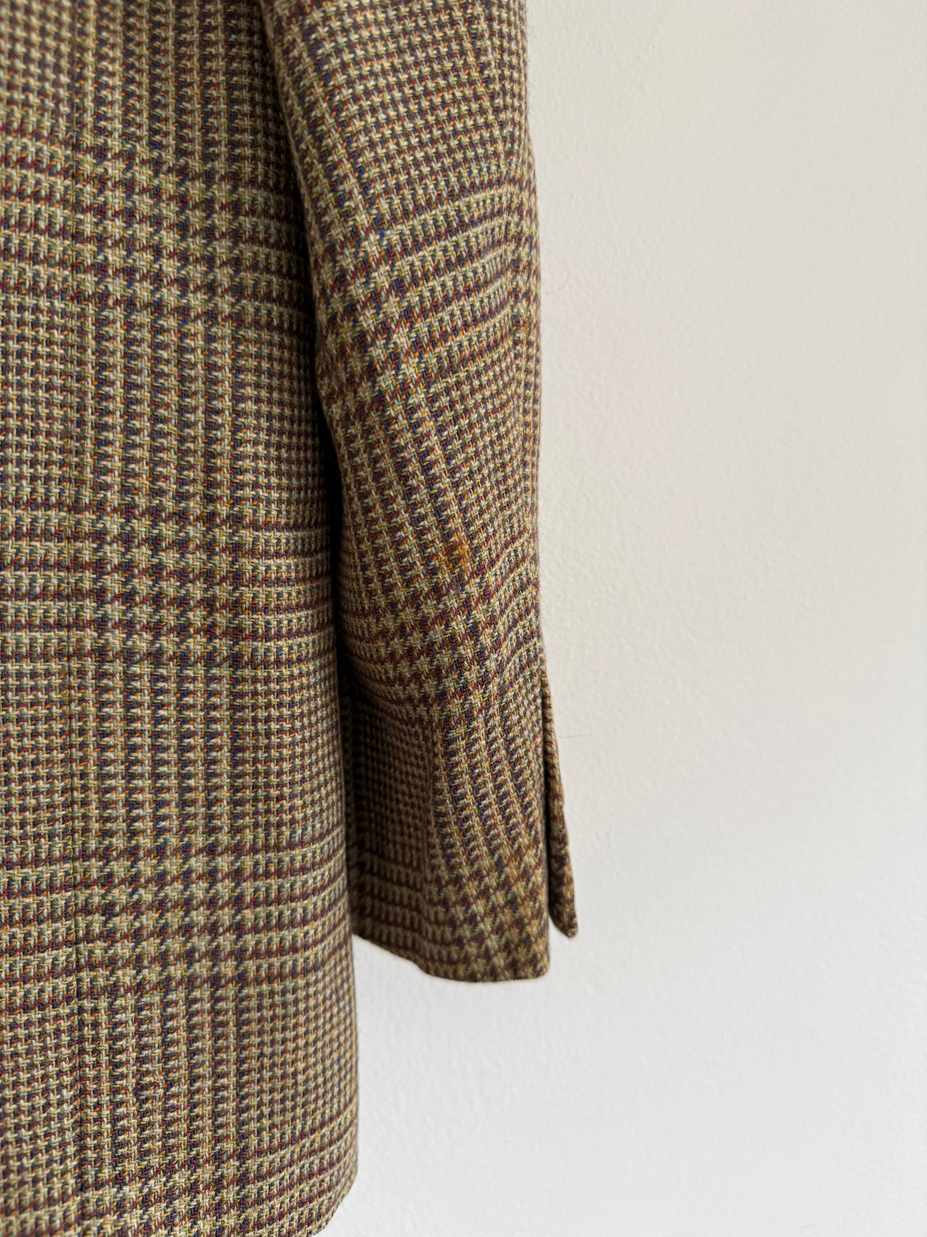 Valentino 1980s Peaked Lapel Double Breasted Textured Wool Sports Blazer Jacket - Size L