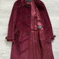 Prada FW2017 Runway Burgundy Red Western Corduroy Belted Coat - Size M