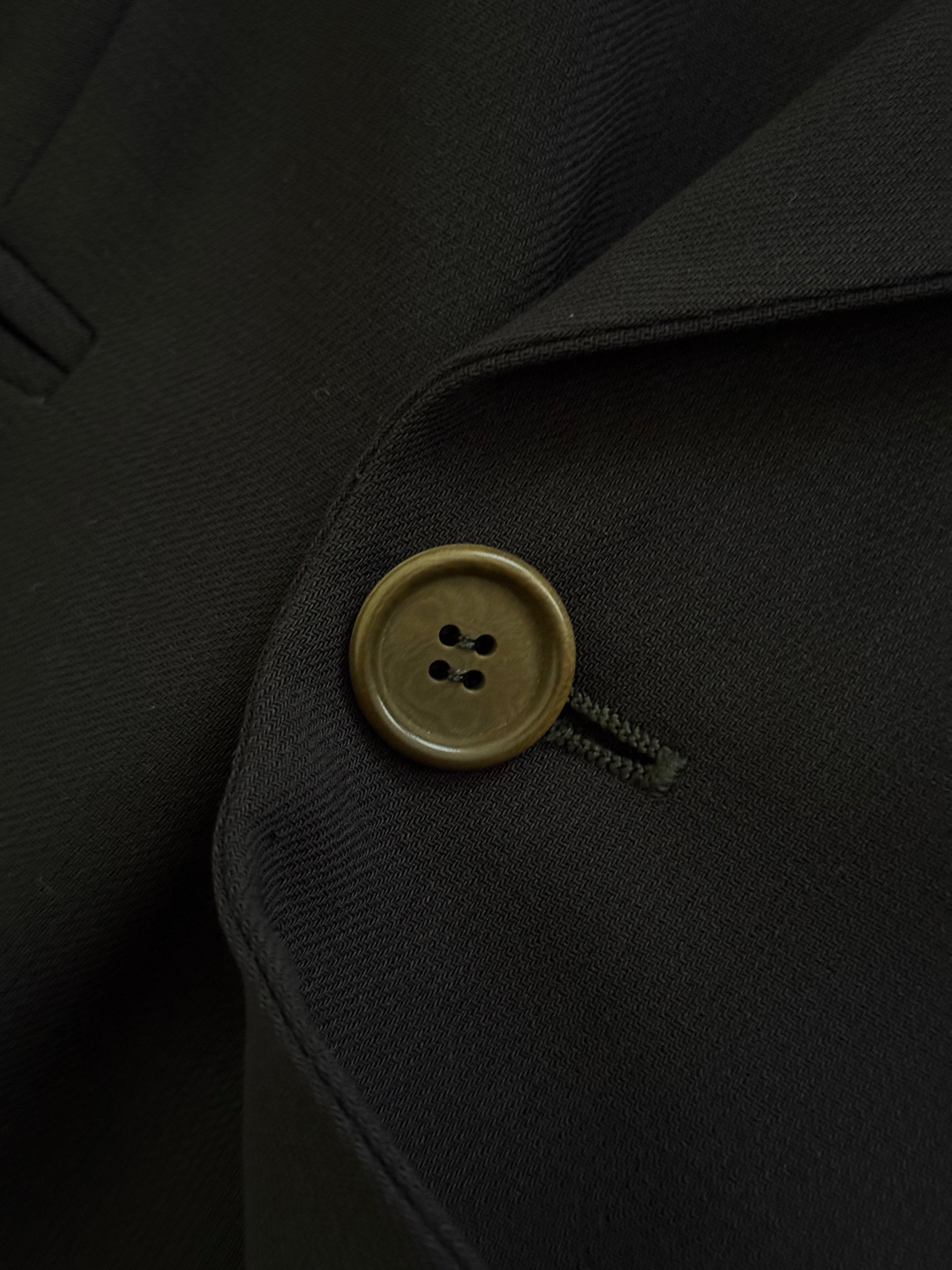 Giorgio Armani 1990s Black Label Peaked Lapel Double Breasted Navy Wool Pleated Draped Suit - Size L Jacket / 34" Waist