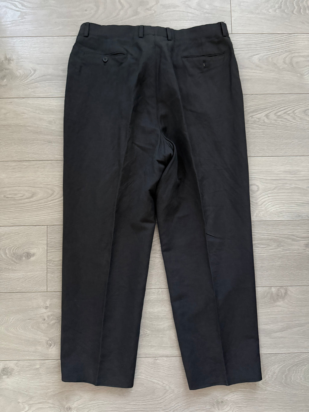 Giorgio Armani 1980s 3B Linen Blend Suit Charcoal - Size XXL Jacket / 36" Waist