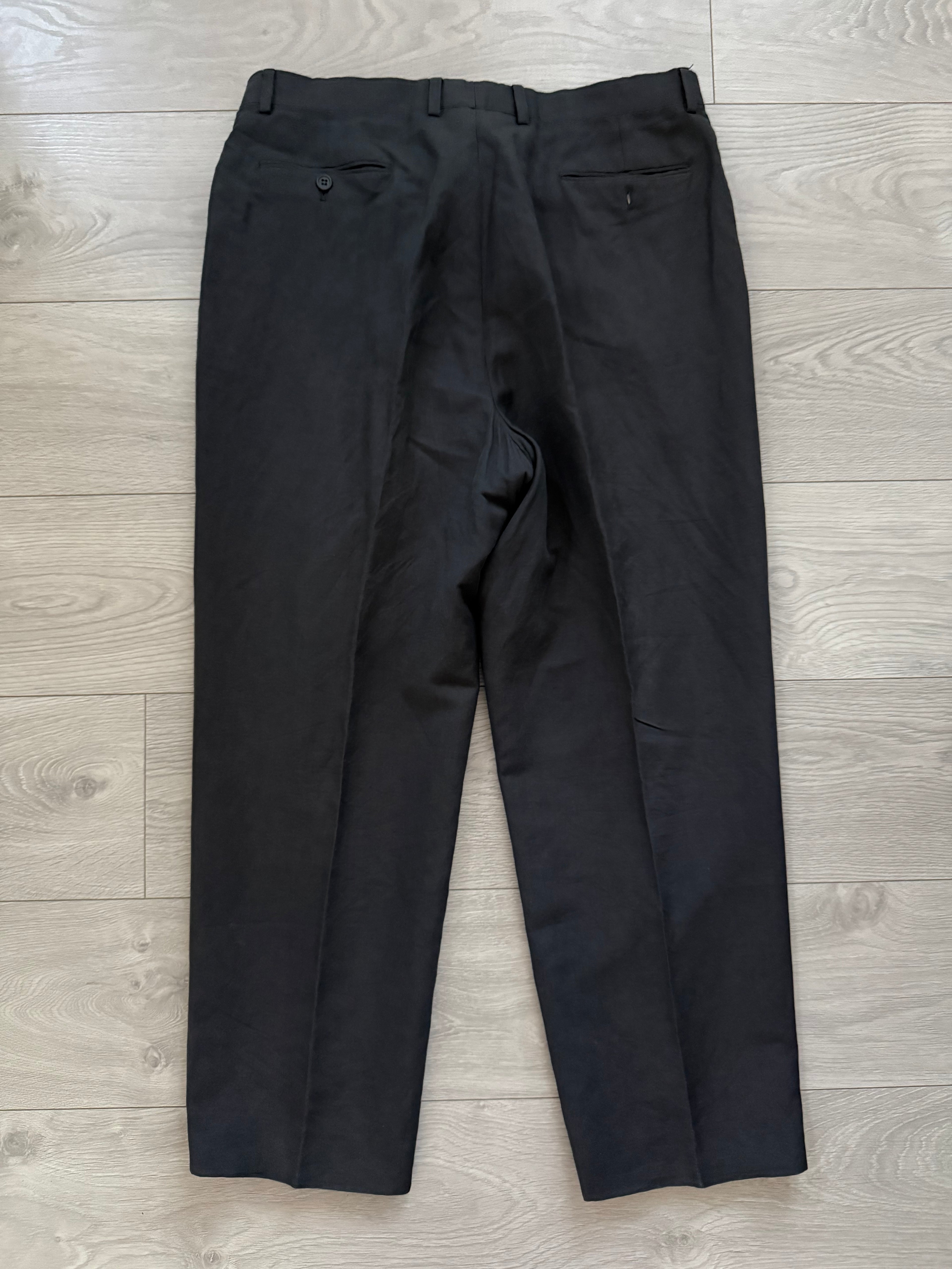 Giorgio Armani 1980s 3B Linen Blend Suit Charcoal - Size XXL Jacket / 36" Waist