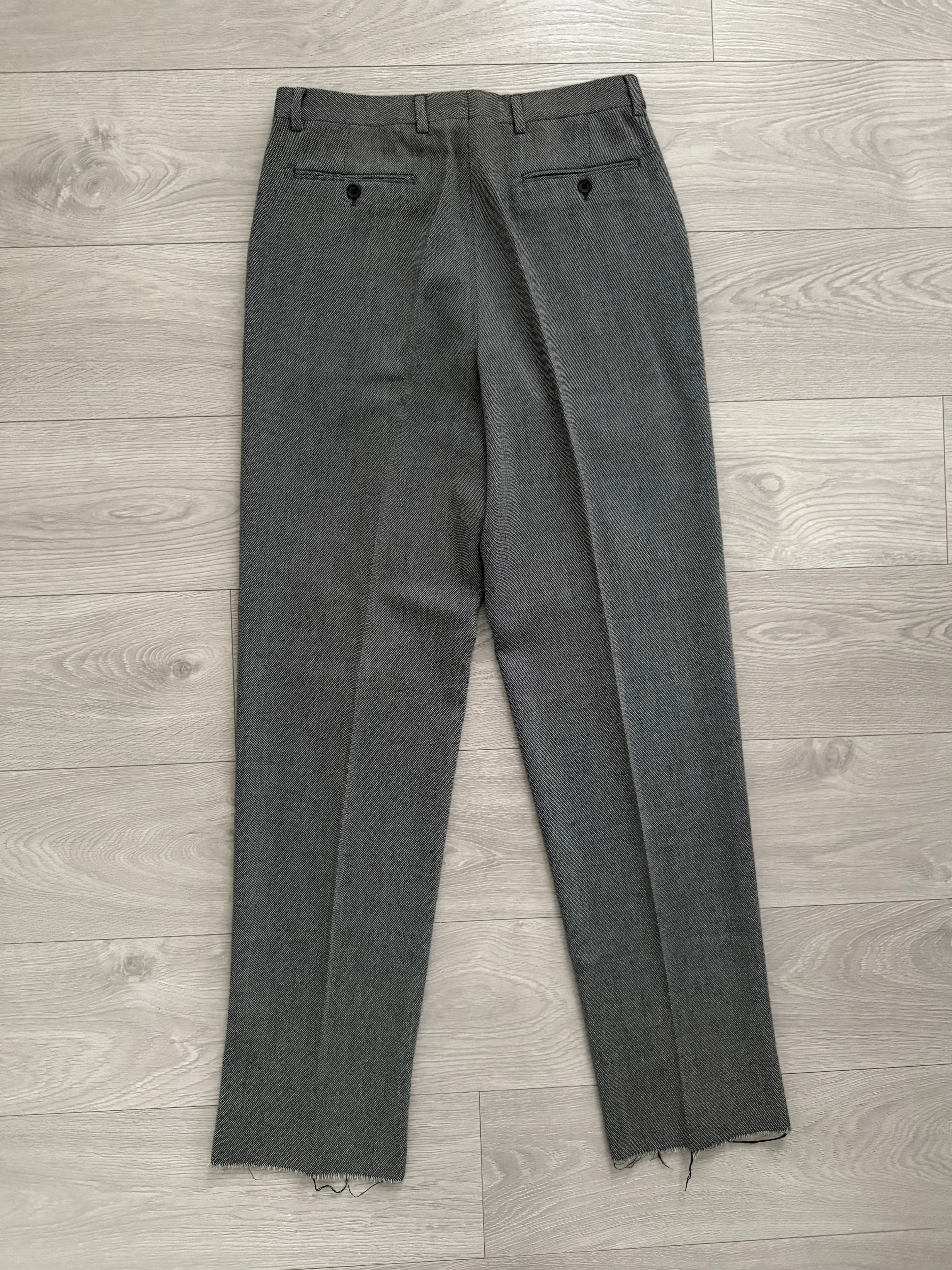 Giorgio Armani 1980s Double Breasted Pleated Wool Suit Textured Grey New - Size L Jacket / 32" Waist