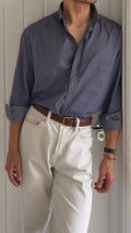 Giorgio Armani 1980s Cotton Shirt Midnight Blue - Size L