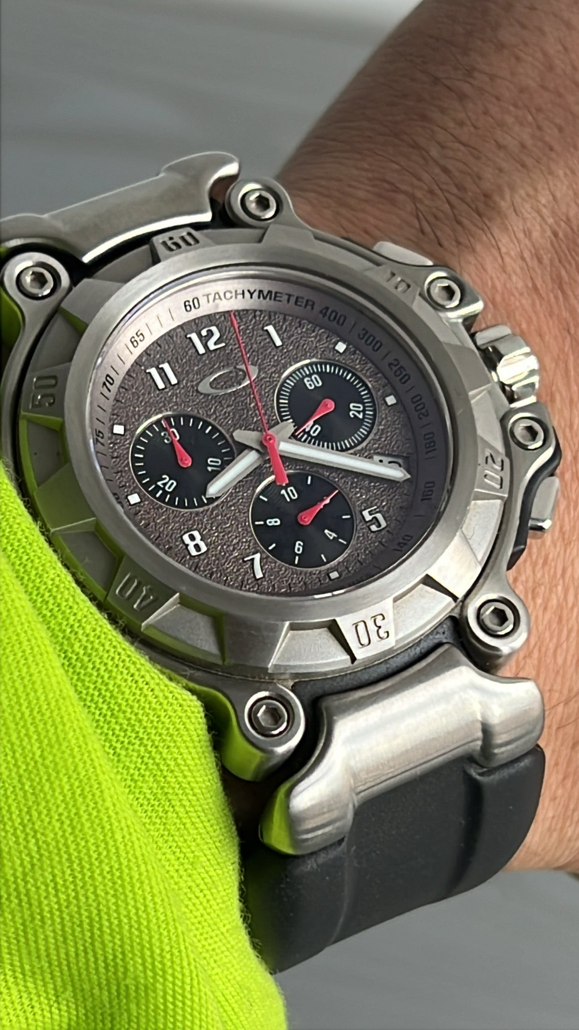 Oakley Crankcase Large 3-Hand Stainless Steel Carbon Watch