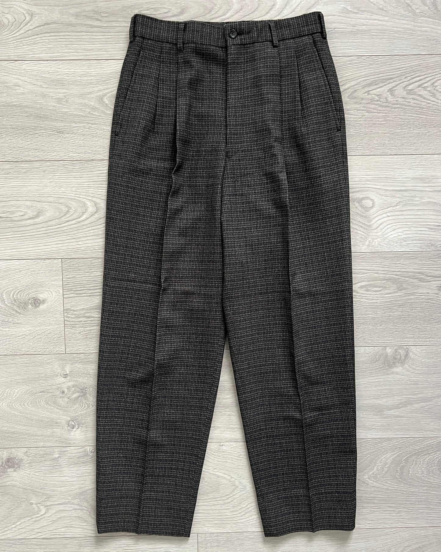 Comme Des Garcons Homme AW1997 Wool Tweed Pleated Suit - Size M Jacket / 30" Waist