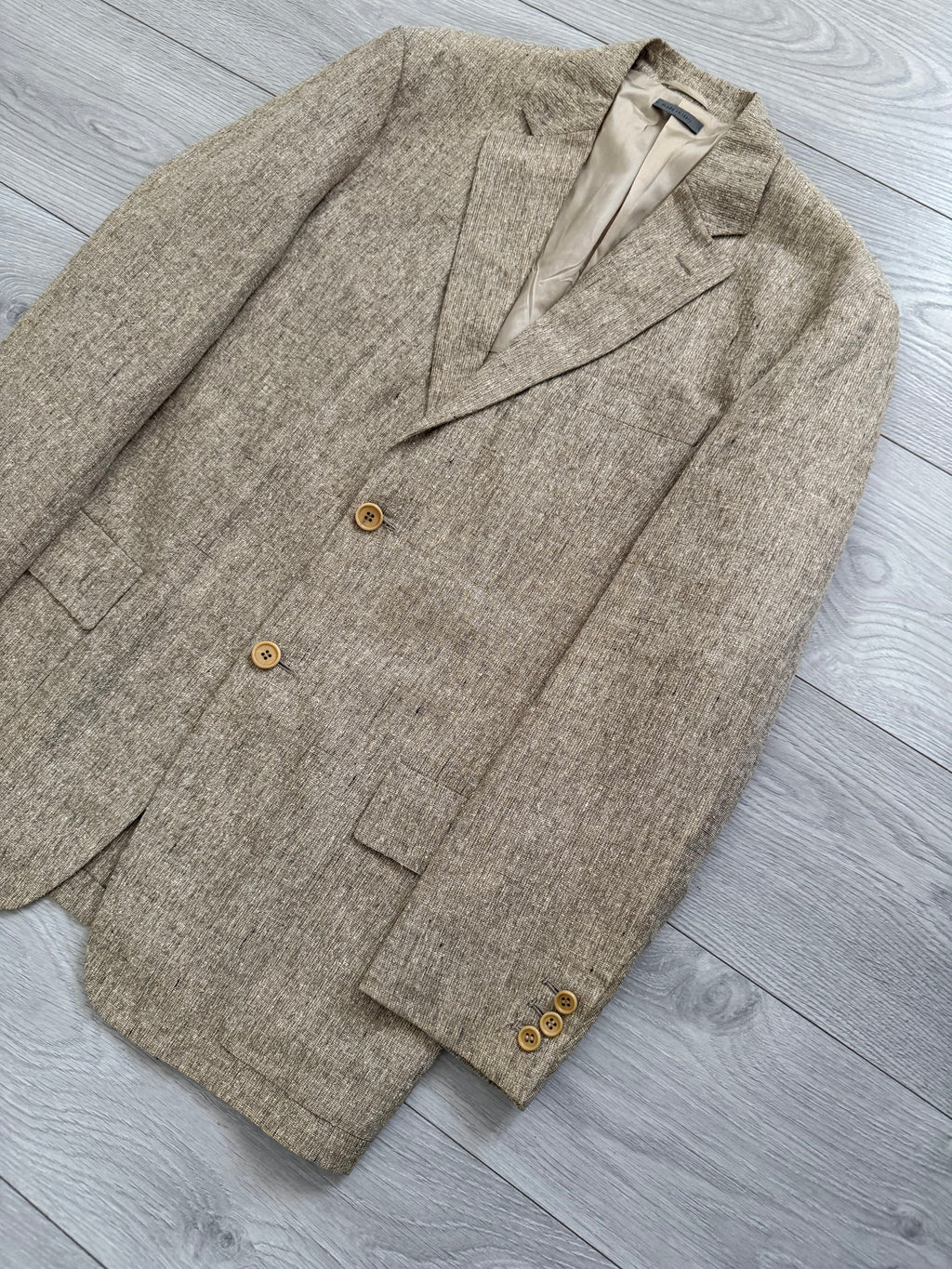 Hilton Armani 1990s Linen Silk 2B Handmade Sports Jacket Blazer - Size L