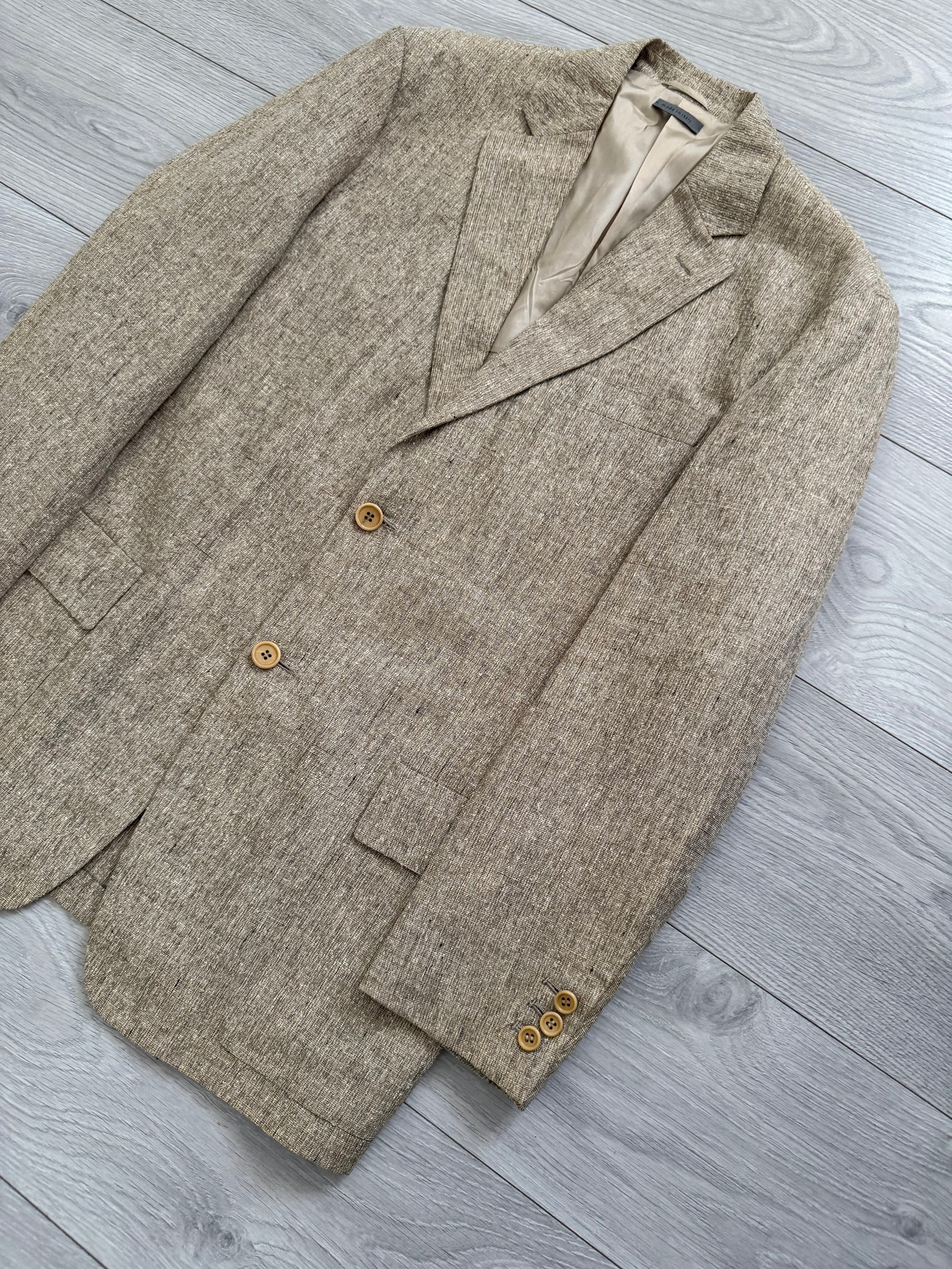 Hilton Armani 1990s Linen Silk 2B Handmade Sports Jacket Blazer - Size L