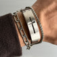 Jean Paul Gaultier Laser-Cut Cross Motif Stainless Steel Concealed Watch Bracelet