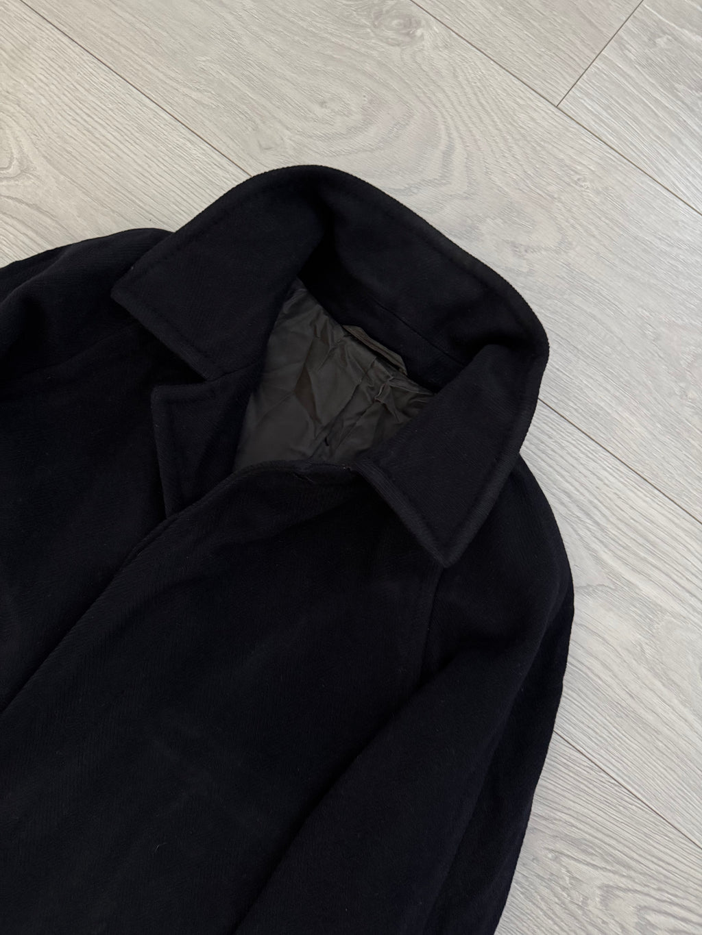 Hugo Boss 1980s Long Wool Herringbone Pea Coat - Size L
