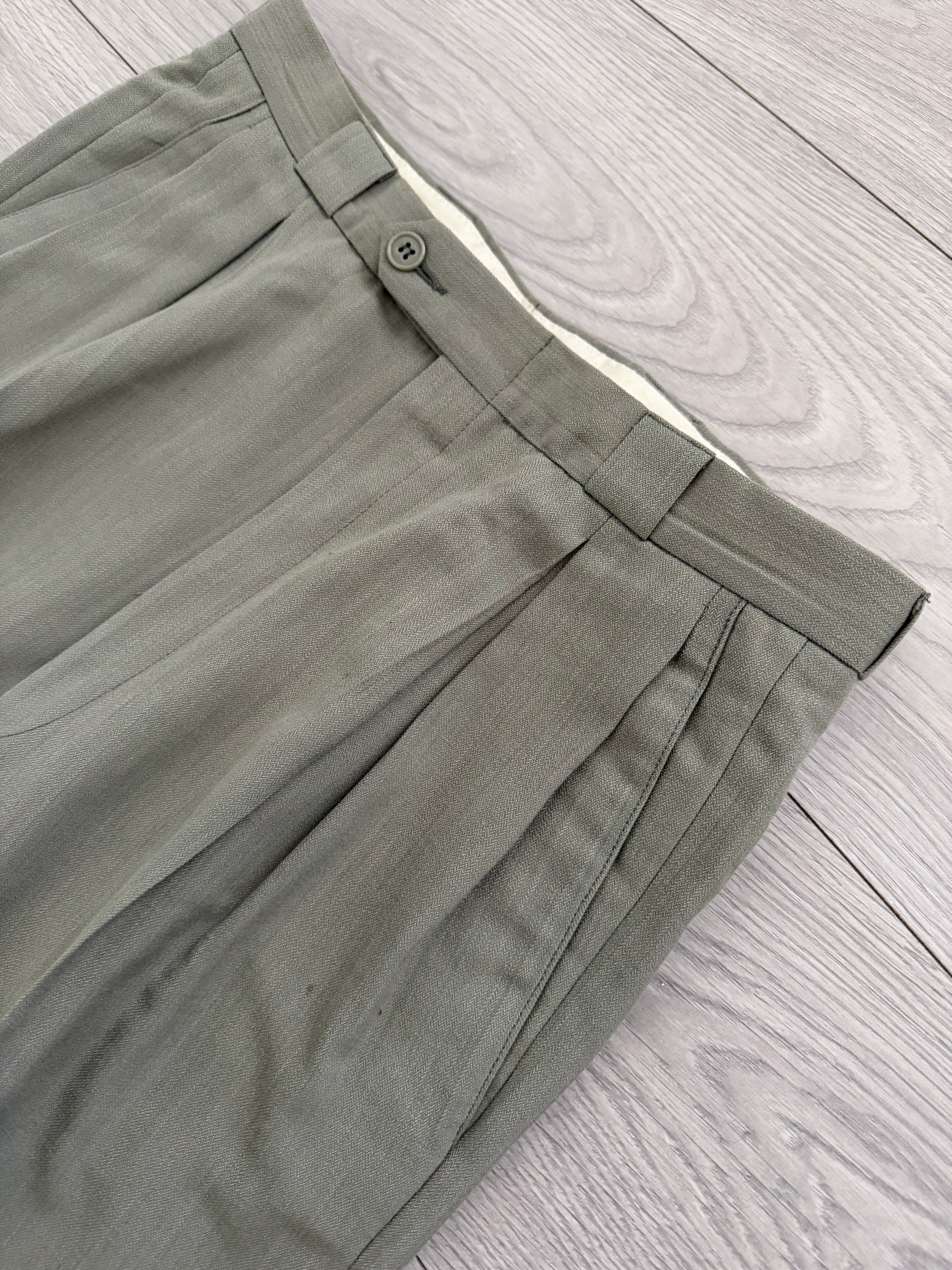 Emporio Armani 1980s 2B Taupe Siege Double-Pleat Wool Suit  - Size M Jacket / 31" Waist