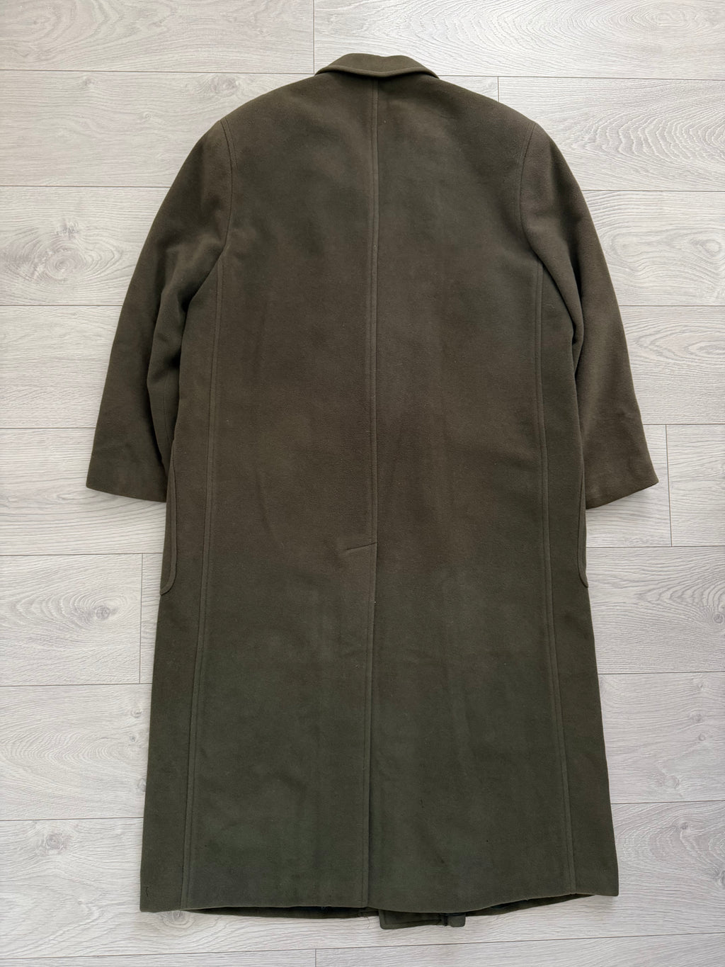 Giorgio Armani 1980s Double Breasted Long Wool Overcoat Green - Size M