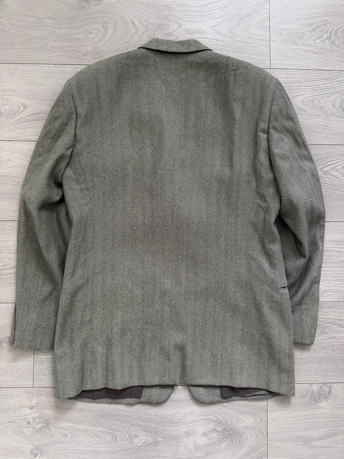 Giorgio Armani 1980s Silk Wool 3B Herringbone Weave Draped Sport Jacket Blazer  - Size XL