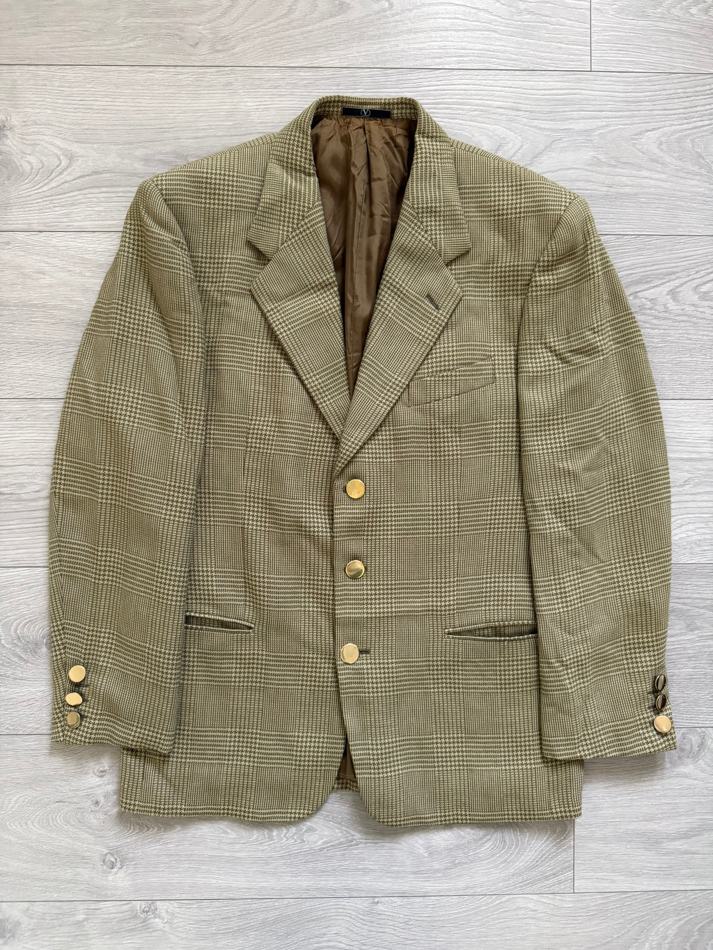 Valentino 1980s Check Wool Sports Blazer Jacket - Size L