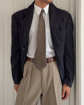Giorgio Armani 1980s 3B Herringbone Wool Navy Sport Jacket Blazer - Size L